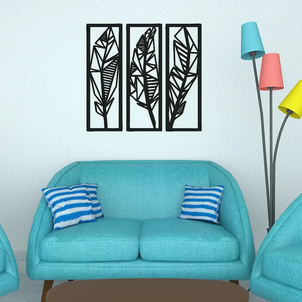 Three Tropical Leafs Frames Wall Metal Art Decor - Image 3