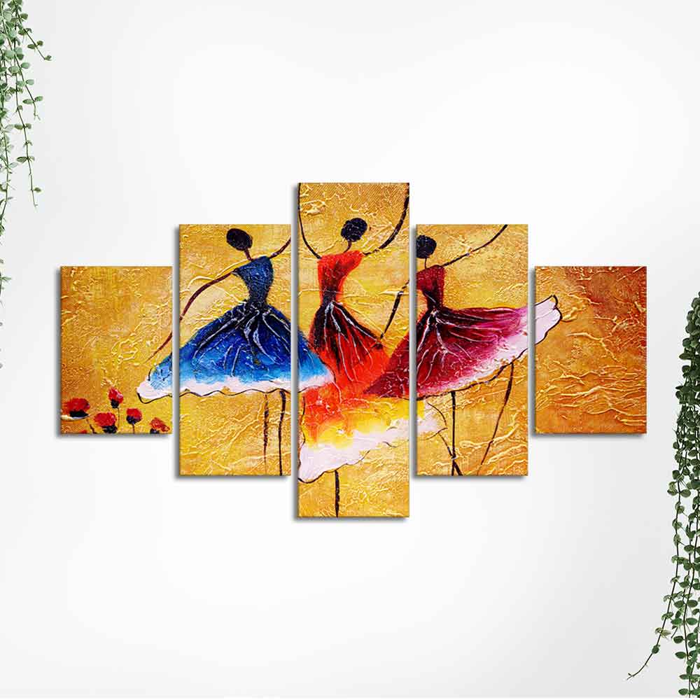 Three Women doing Spanish Dance 5 Pieces Canvas Wall Painting - Image 5