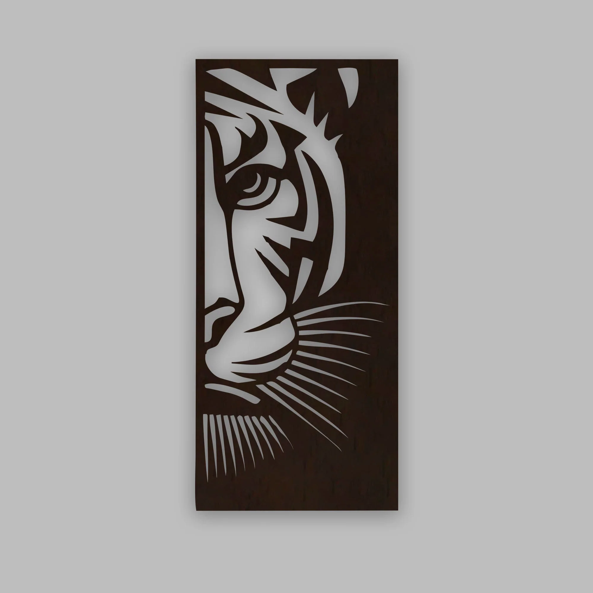 Tiger Face Art Backlit Wooden Wall Decor with LED Night Light Walnut Finish - Image 3