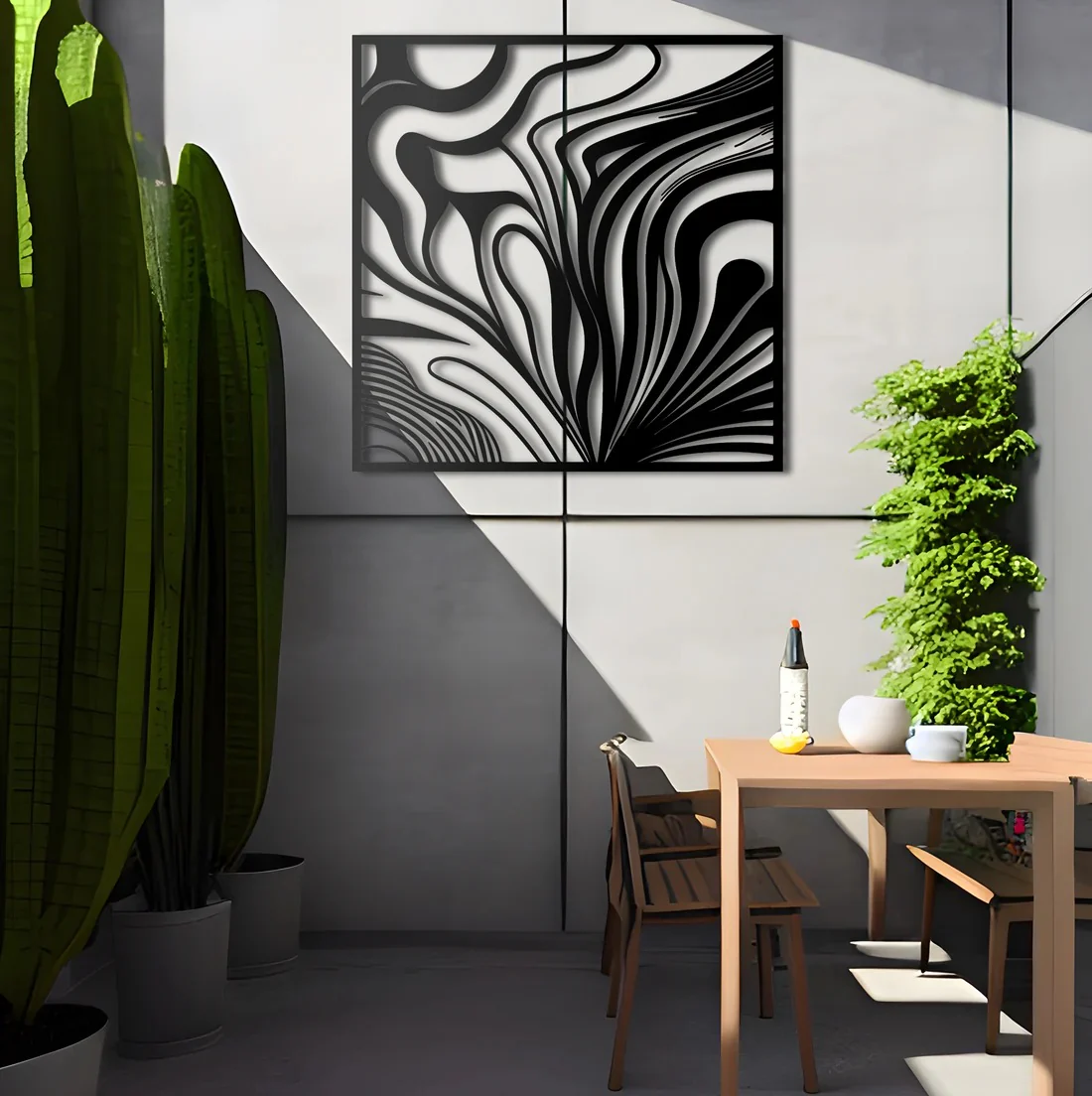 Tiger Stripes Abstract Square Metal Art Wall Decor - Image 3