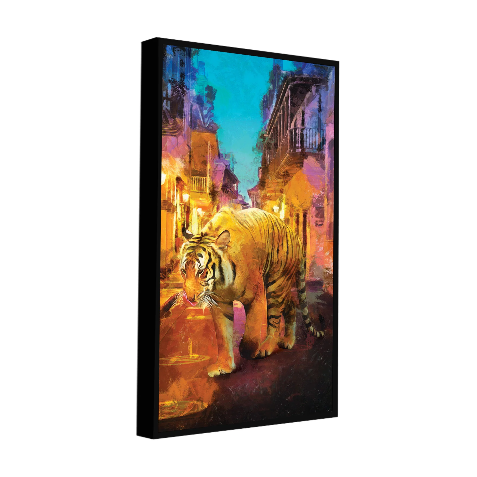 Tiger Walking in Street Premium Canvas Wall Painting - Image 8