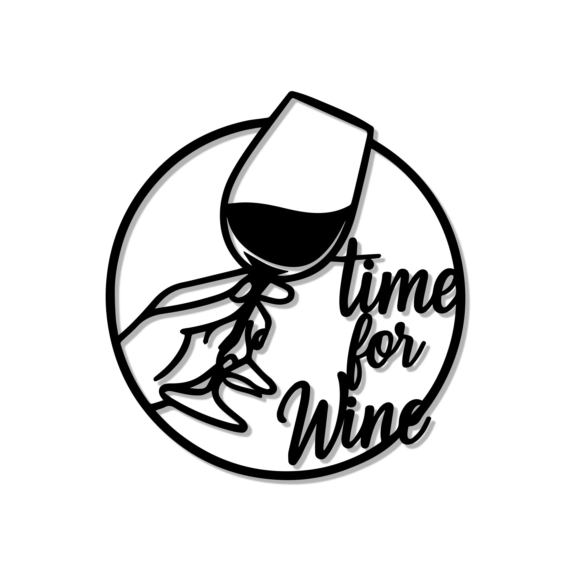 Time for Wine Text with Glass Metal Wall Art Decor - Image 3