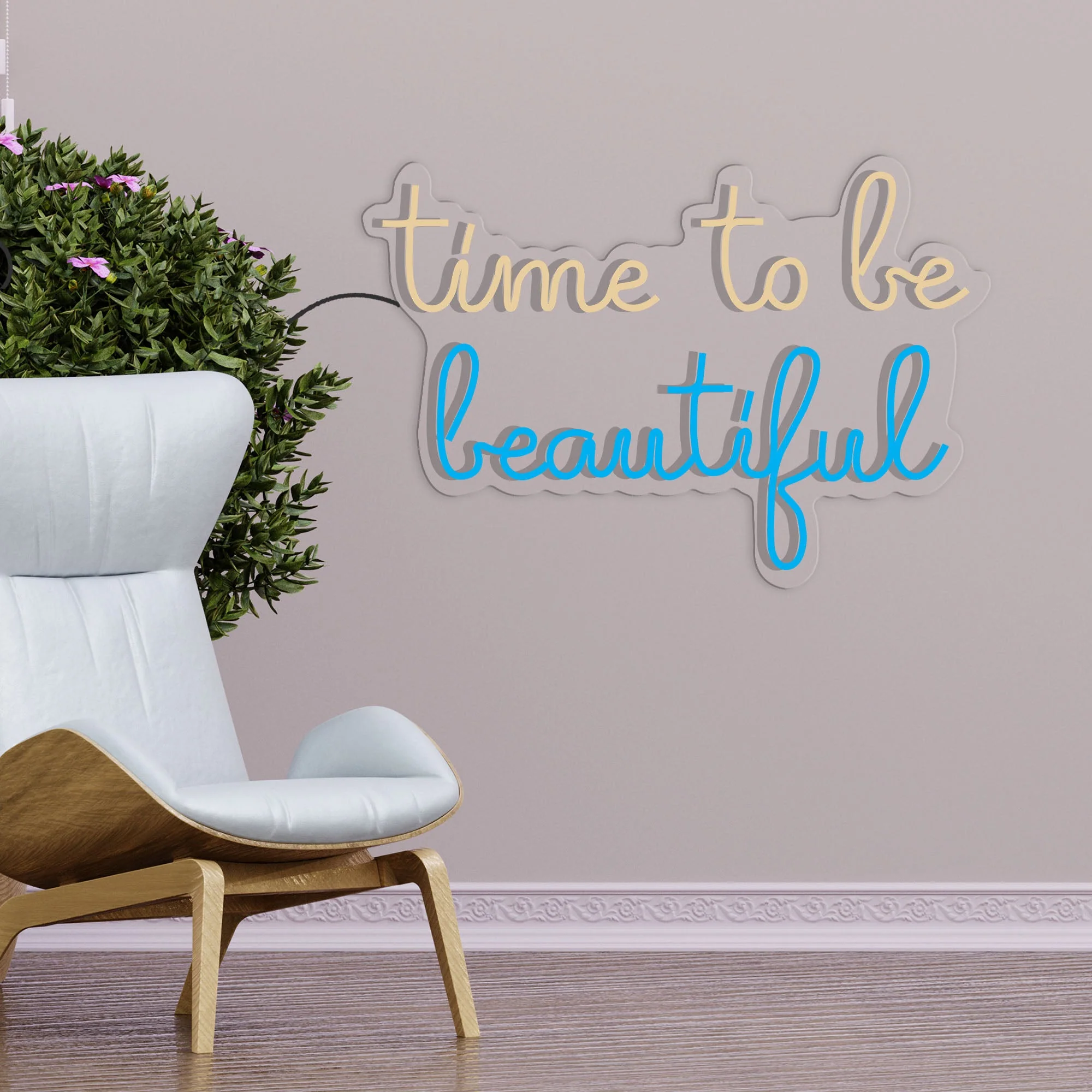 Time to be Beautiful Inspirational Text Neon Sign LED Light - Image 2
