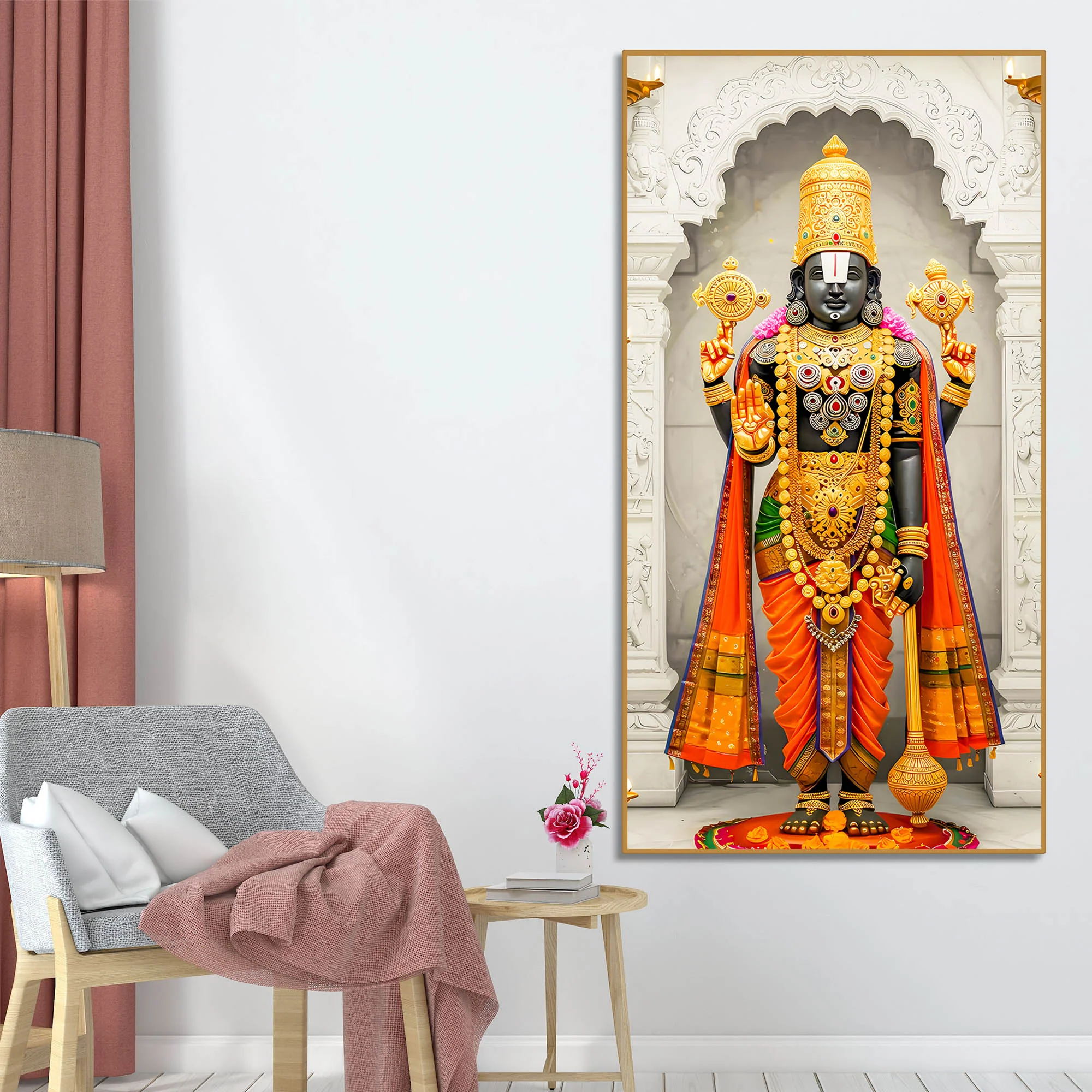 Tirupati Balaji Canvas Wall Painting | Hindu Devotional Home Decor