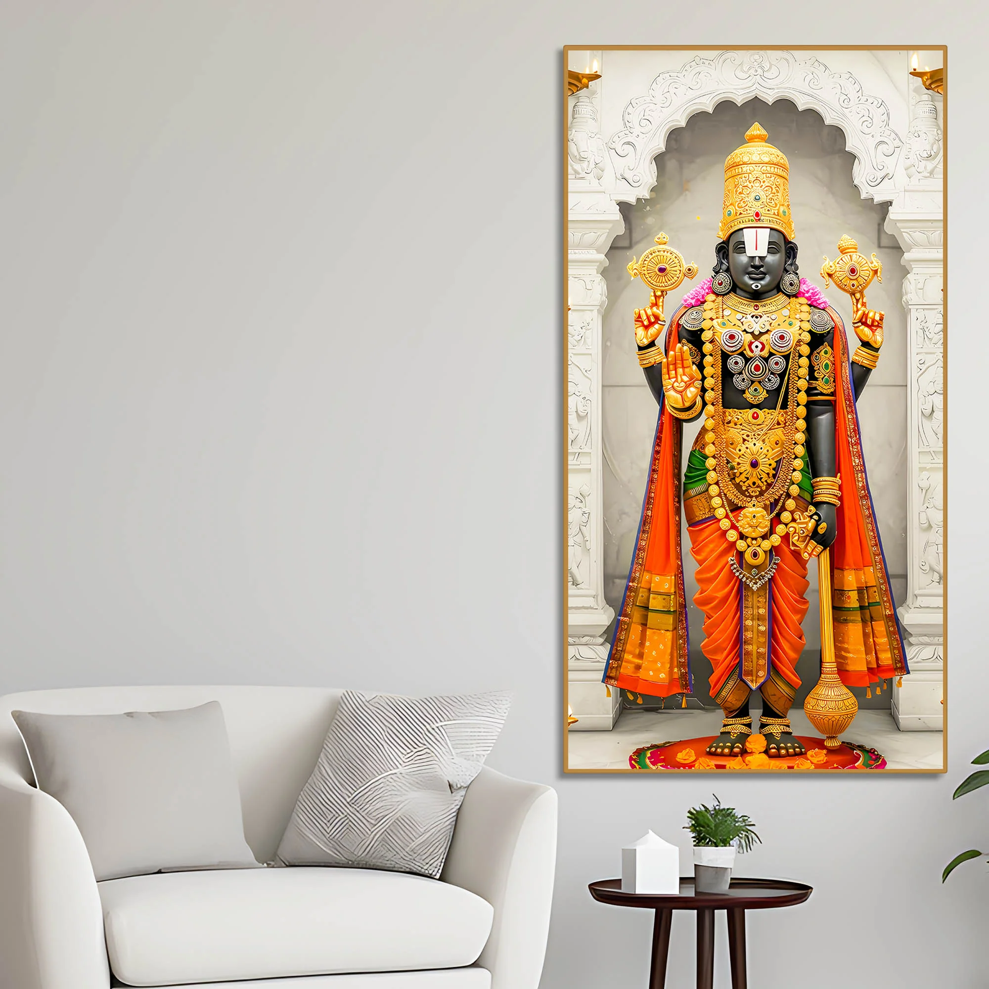 Tirupati Balaji Canvas Wall Painting | Hindu Devotional Home Decor - Image 2