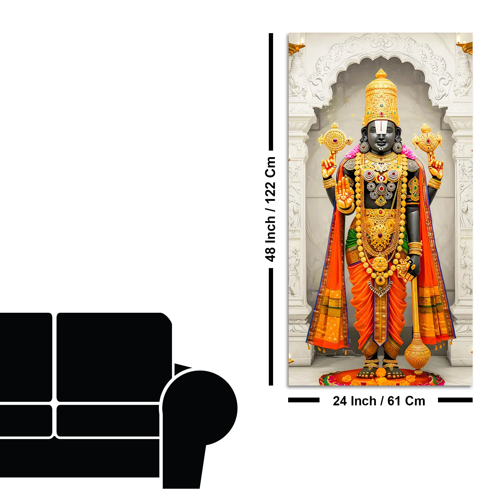 Tirupati Balaji Canvas Wall Painting | Hindu Devotional Home Decor - Image 8