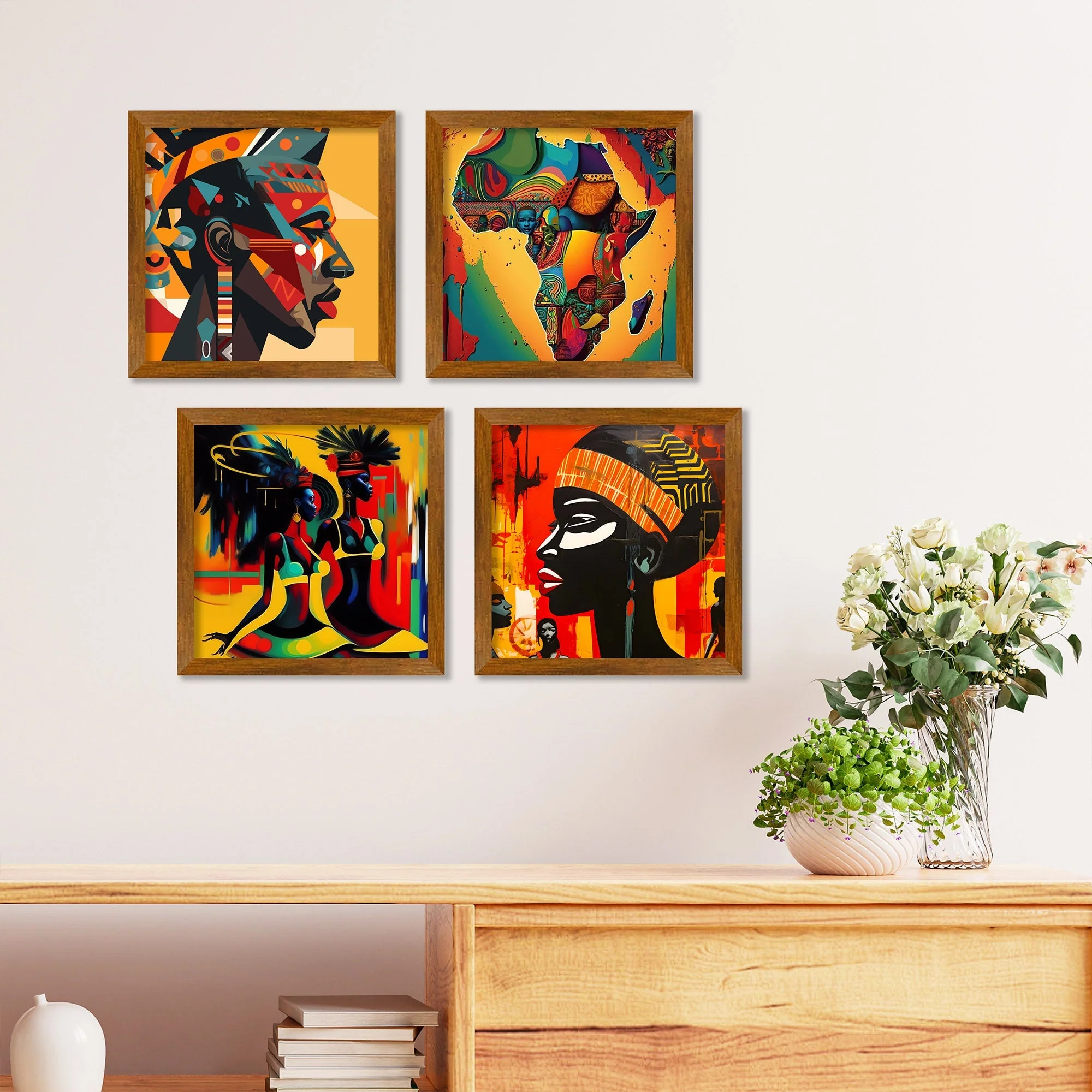 Traditional African Women Premium Art Wall Frame Set of Four - Image 2