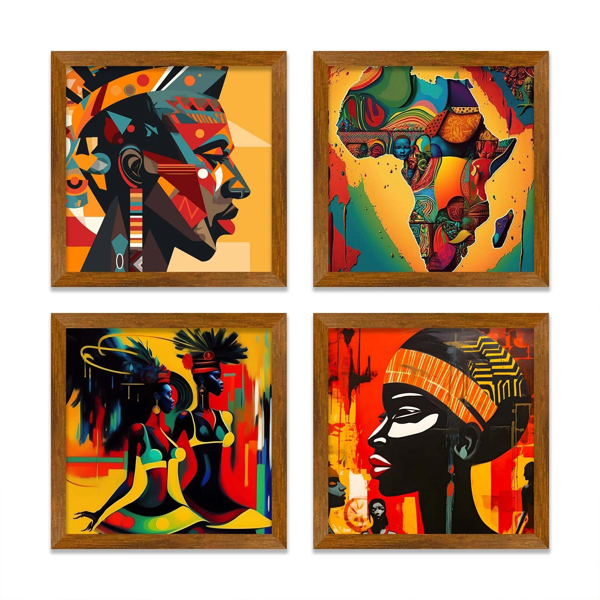 Traditional African Women Premium Art Wall Frame Set of Four - Image 3