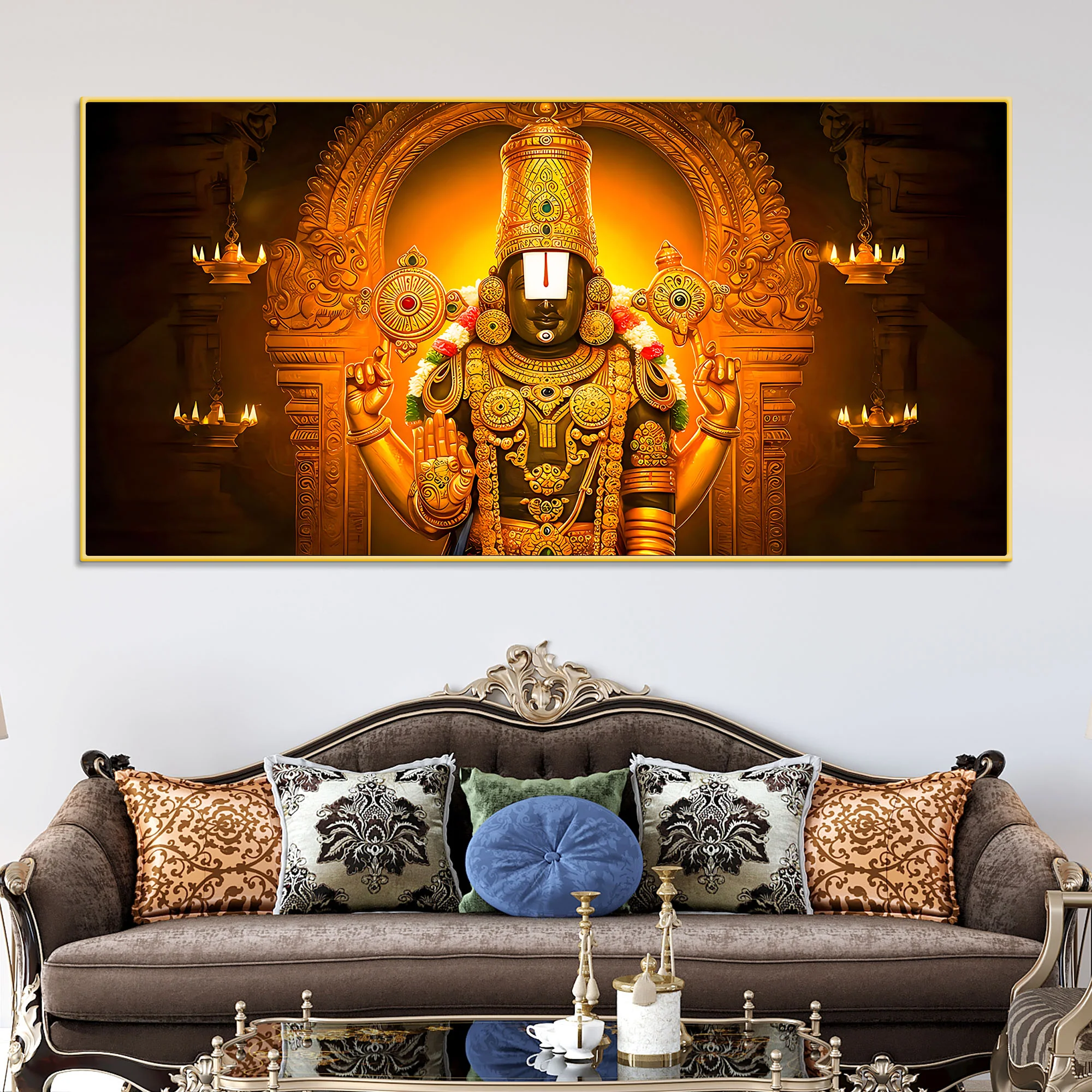 Traditional Balaji Canvas Wall Painting for Mandir