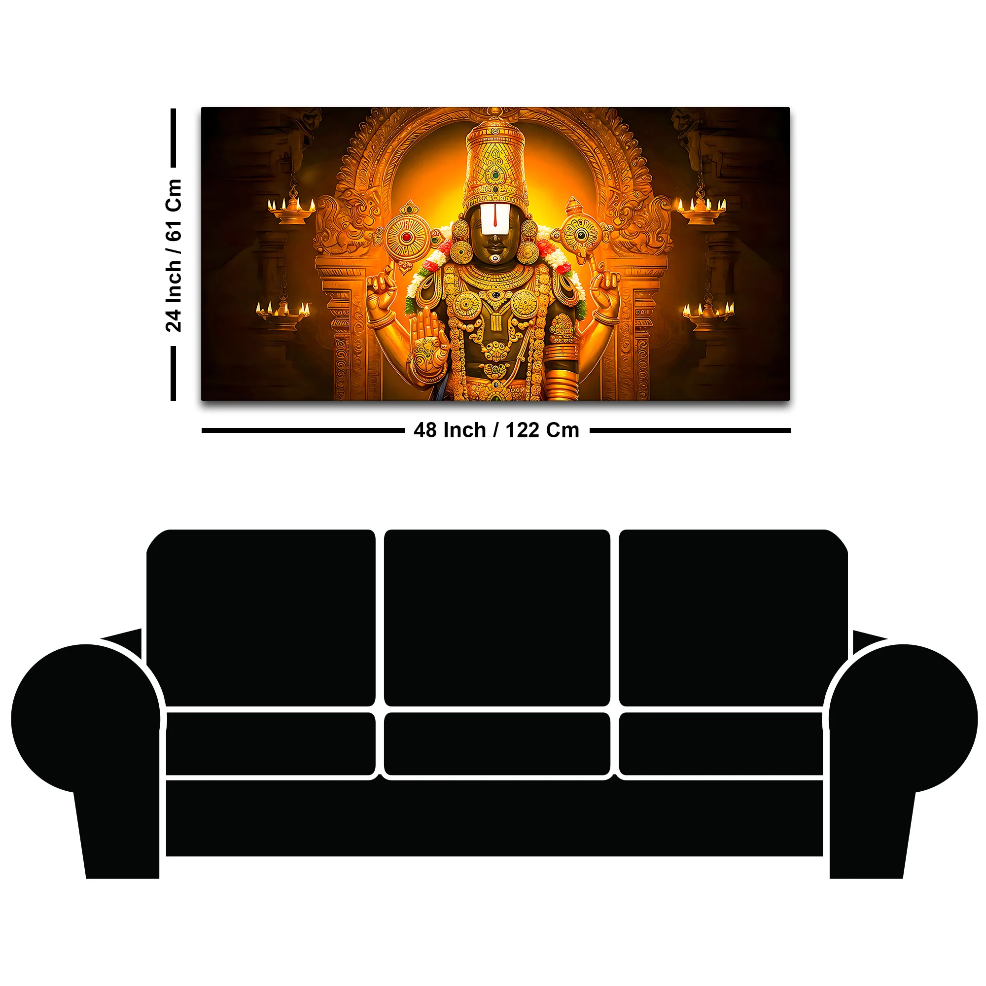 Traditional Balaji Canvas Wall Painting for Mandir - Image 8