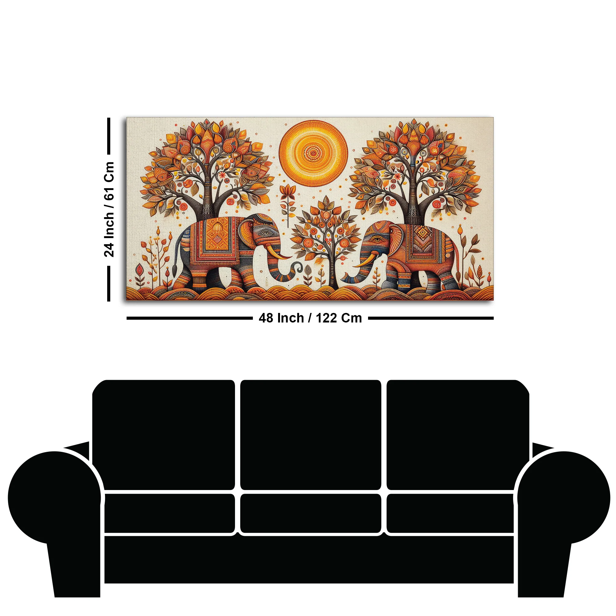 Traditional Elephant Art Canvas Wooden Wall Painting - Image 7