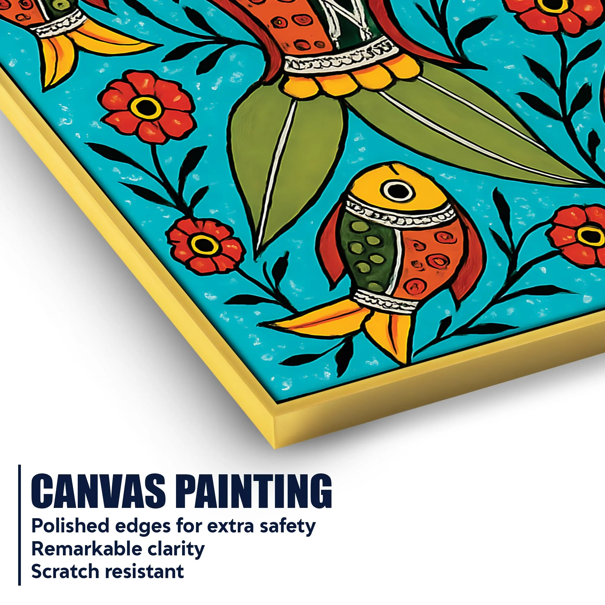 Traditional Fish Art Canvas Painting | Indian Cultural Wall Decor - Image 4