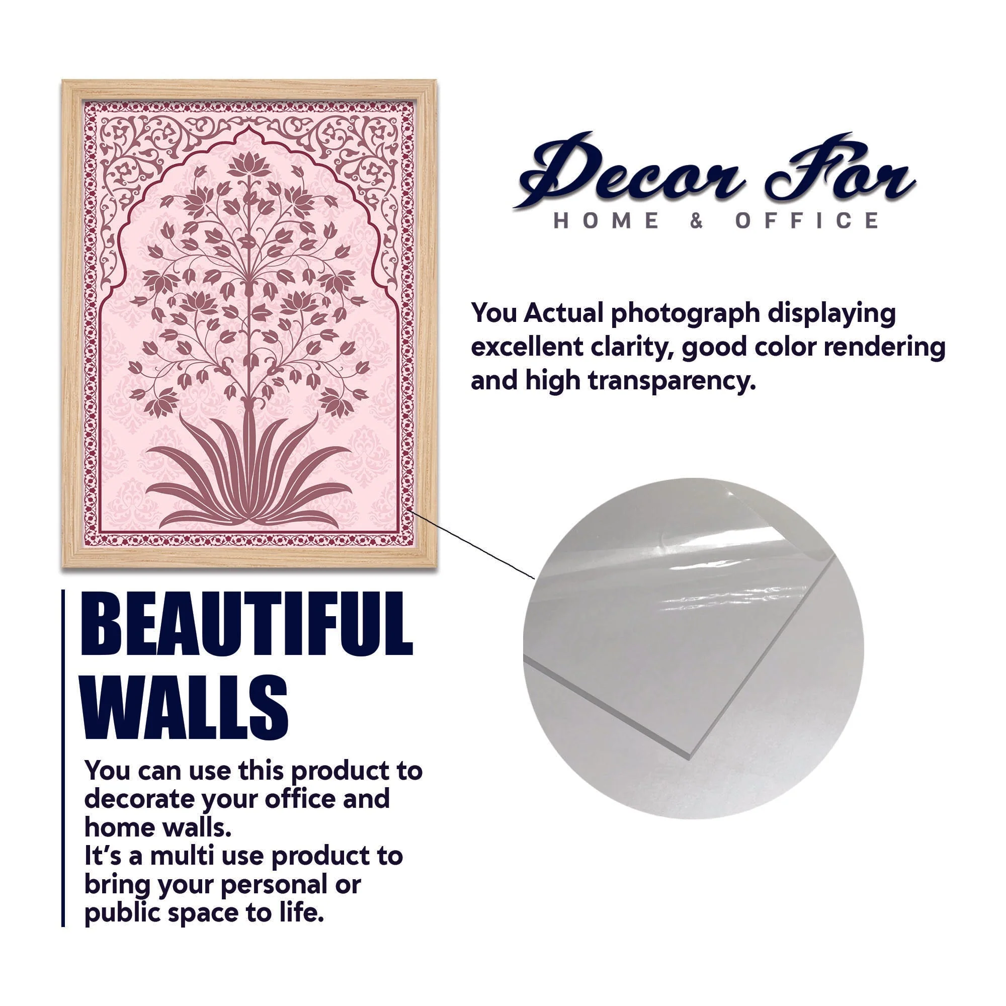 Traditional Flower Pattern with Pink Shade Art Wall Frame Set of Four - Image 5