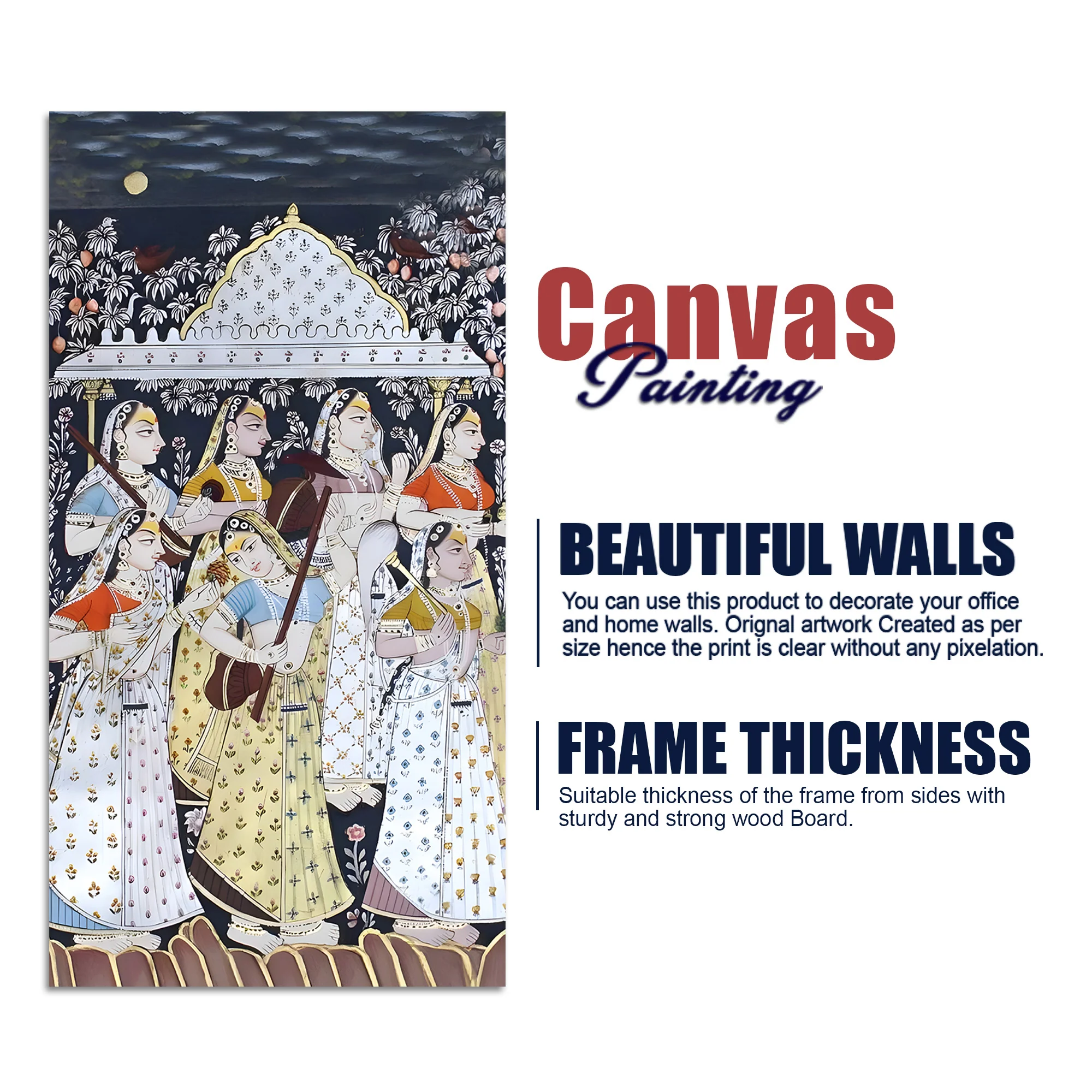 Traditional Indian Art Canvas Wall Painting | Royal Wall Décor - Image 7