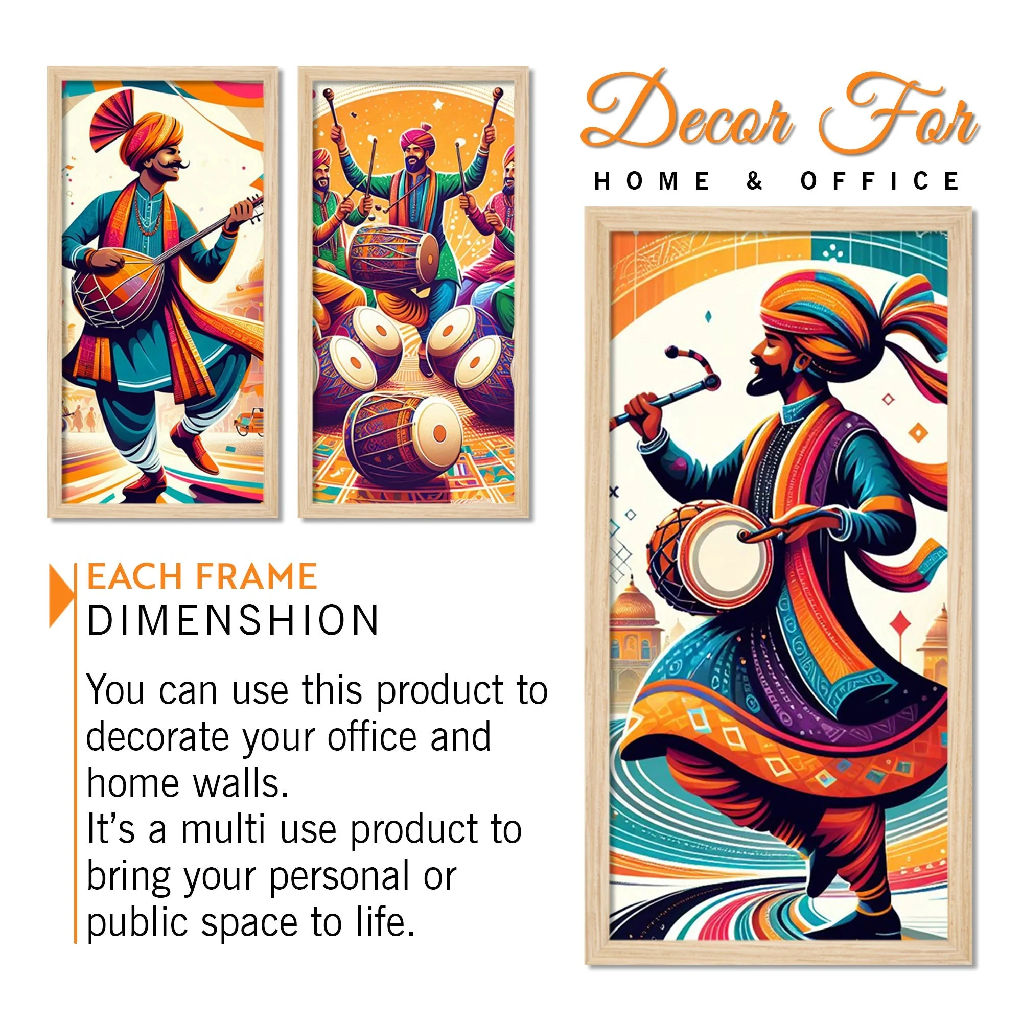 Traditional Indian Culture Lohri Festival Art Wooden Wall Frame Set of Three - Image 5