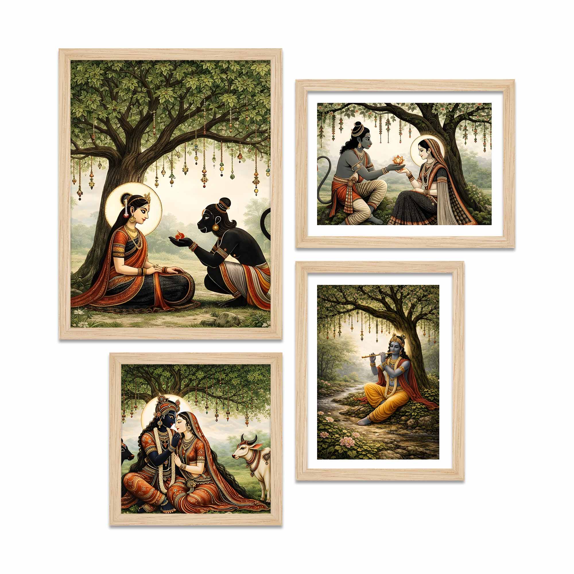 Traditional Indian Devotional Wall Frame Set of Four - Image 4