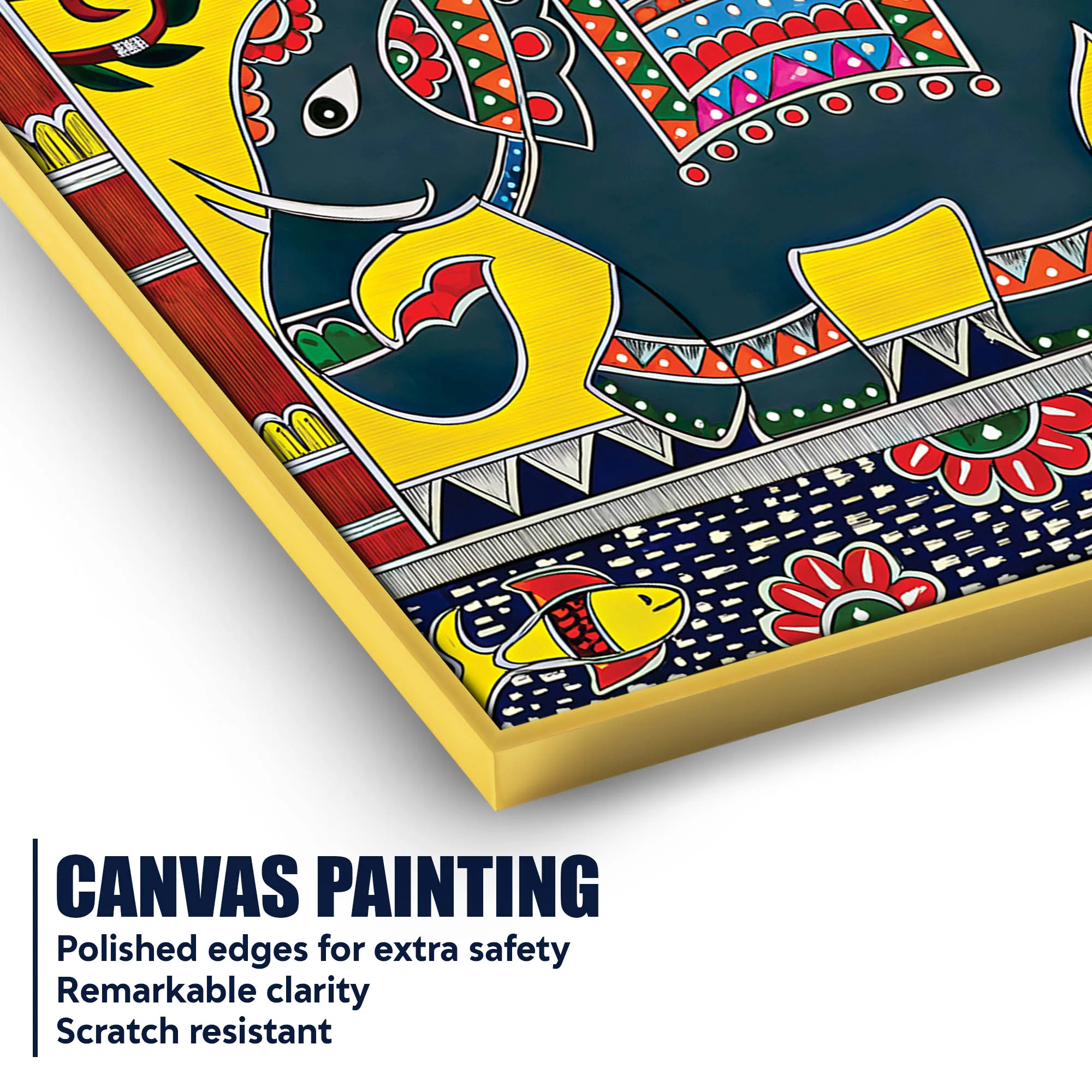 Traditional Indian Elephant Canvas Painting | Folk Art Wall Decor for Living Room & Gifting - Image 4