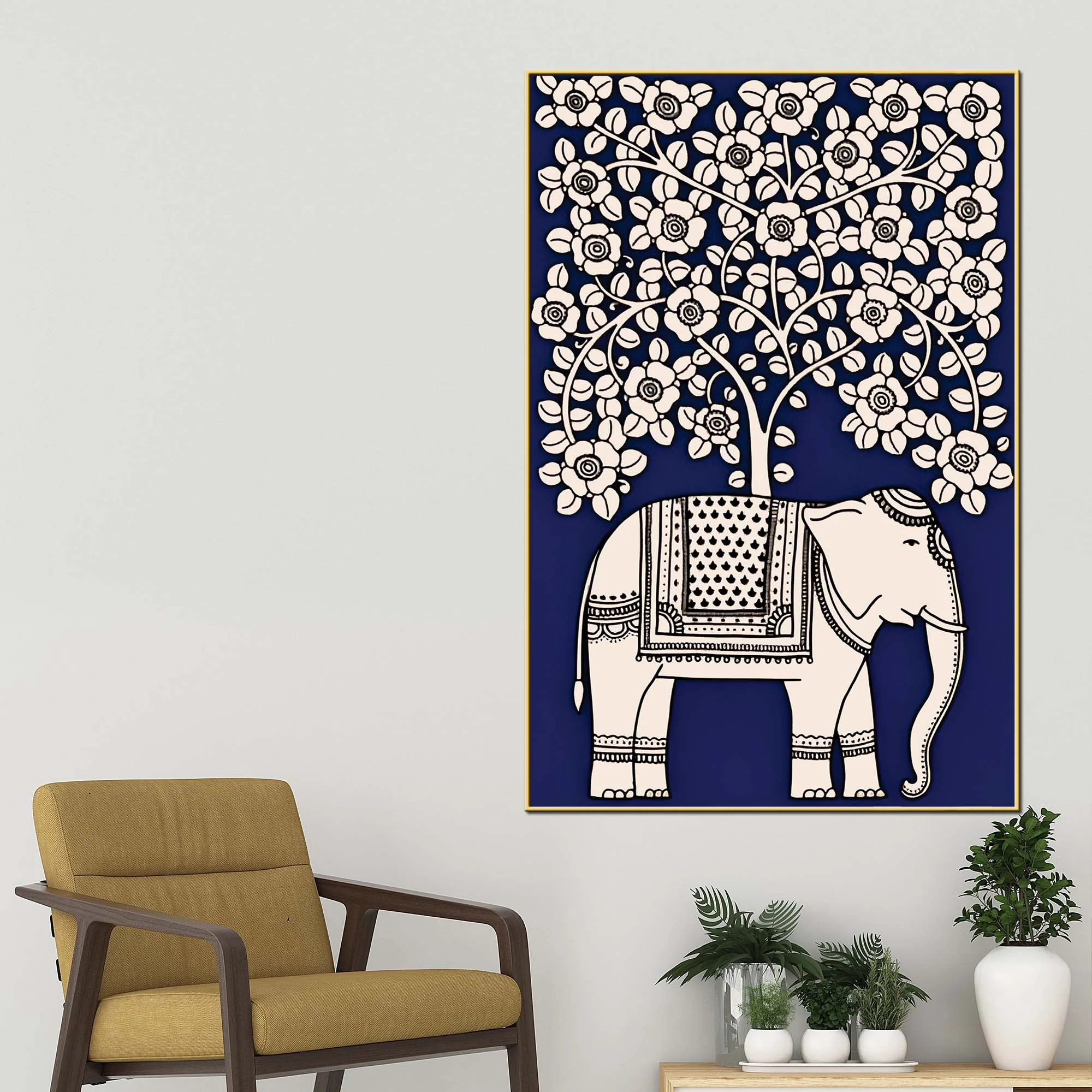 Traditional Indian Elephant Canvas Wall Painting | Modern Ethnic Décor - Image 2