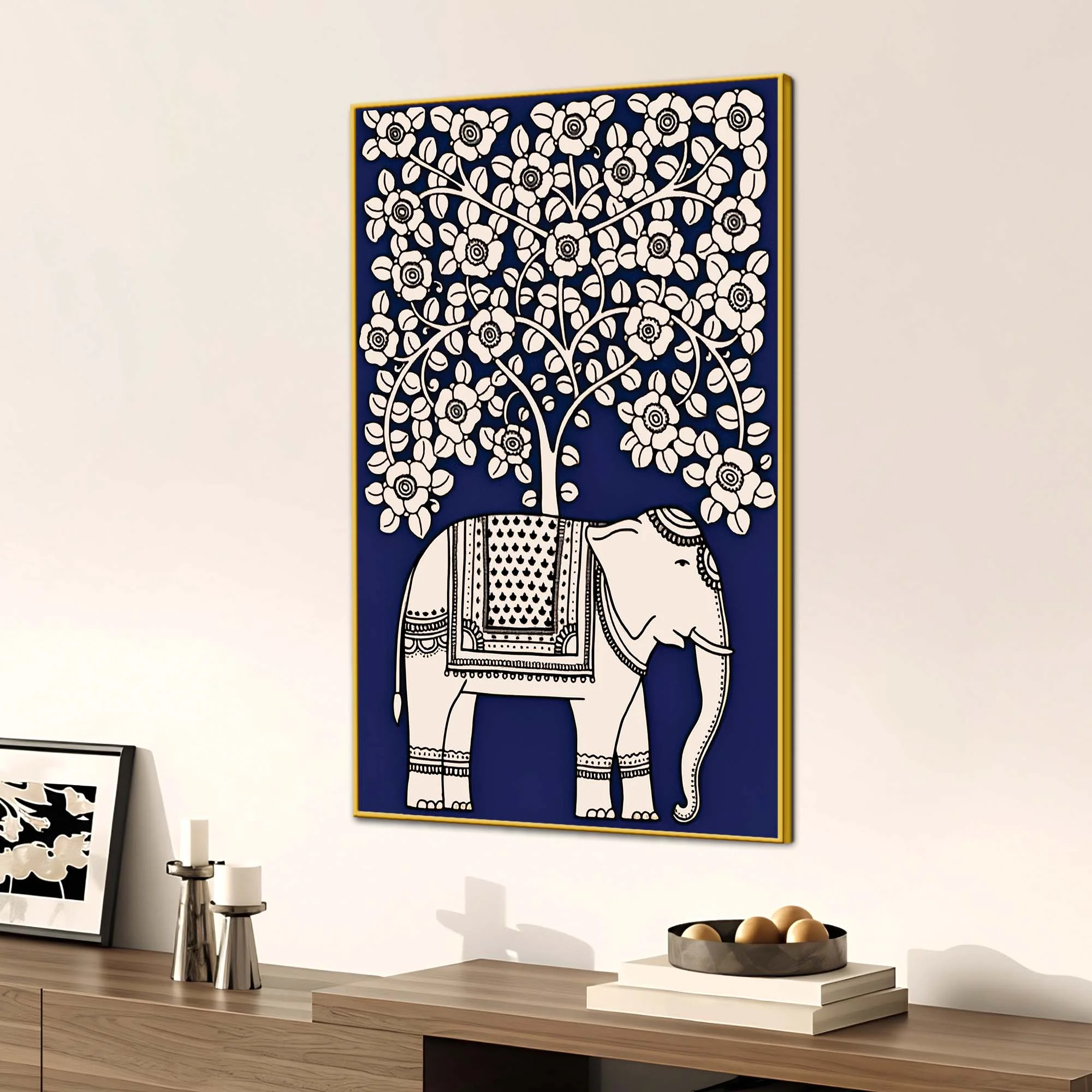 Traditional Indian Elephant Canvas Wall Painting | Modern Ethnic Décor - Image 3