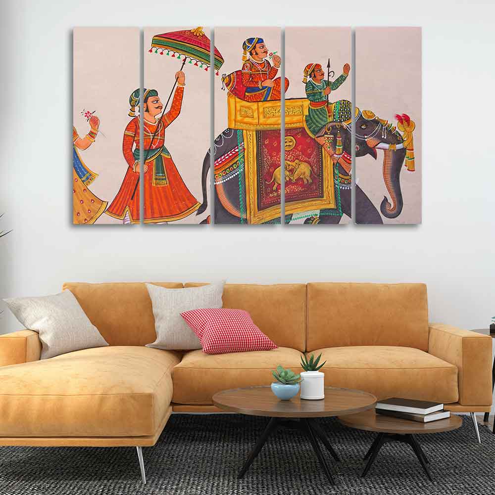 Traditional Indian Miniature Art Wall Painting Set of Five - Image 3