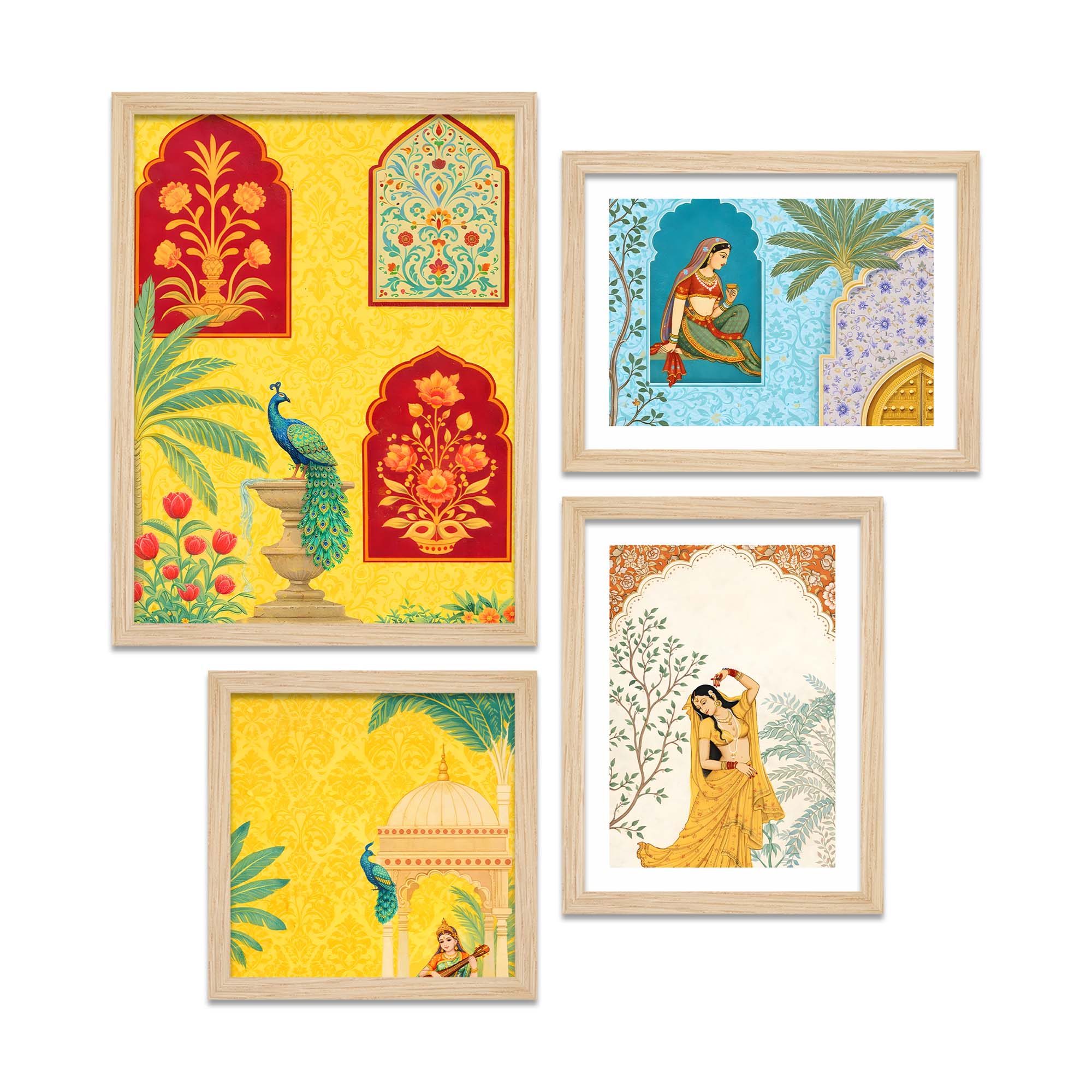 Traditional Indian Palace Art Wall Frame Set of Four - Image 4