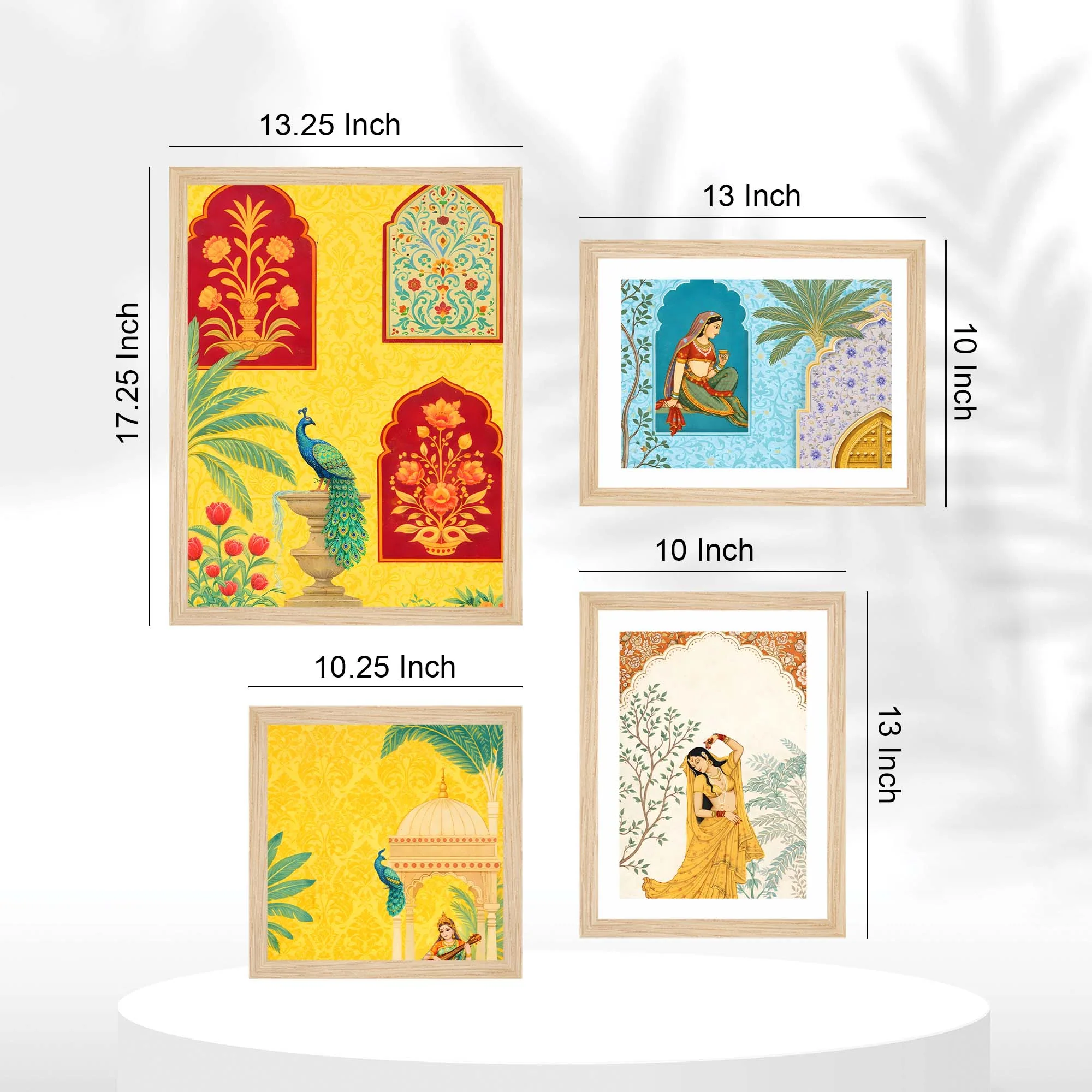Traditional Indian Palace Art Wall Frame Set of Four - Image 5