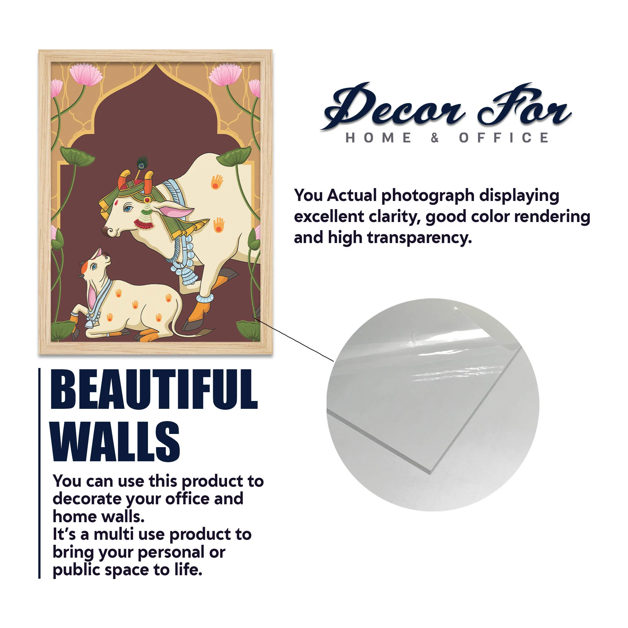 Traditional Indian Pichwai Cow Wall Frame Set of Four - Image 6