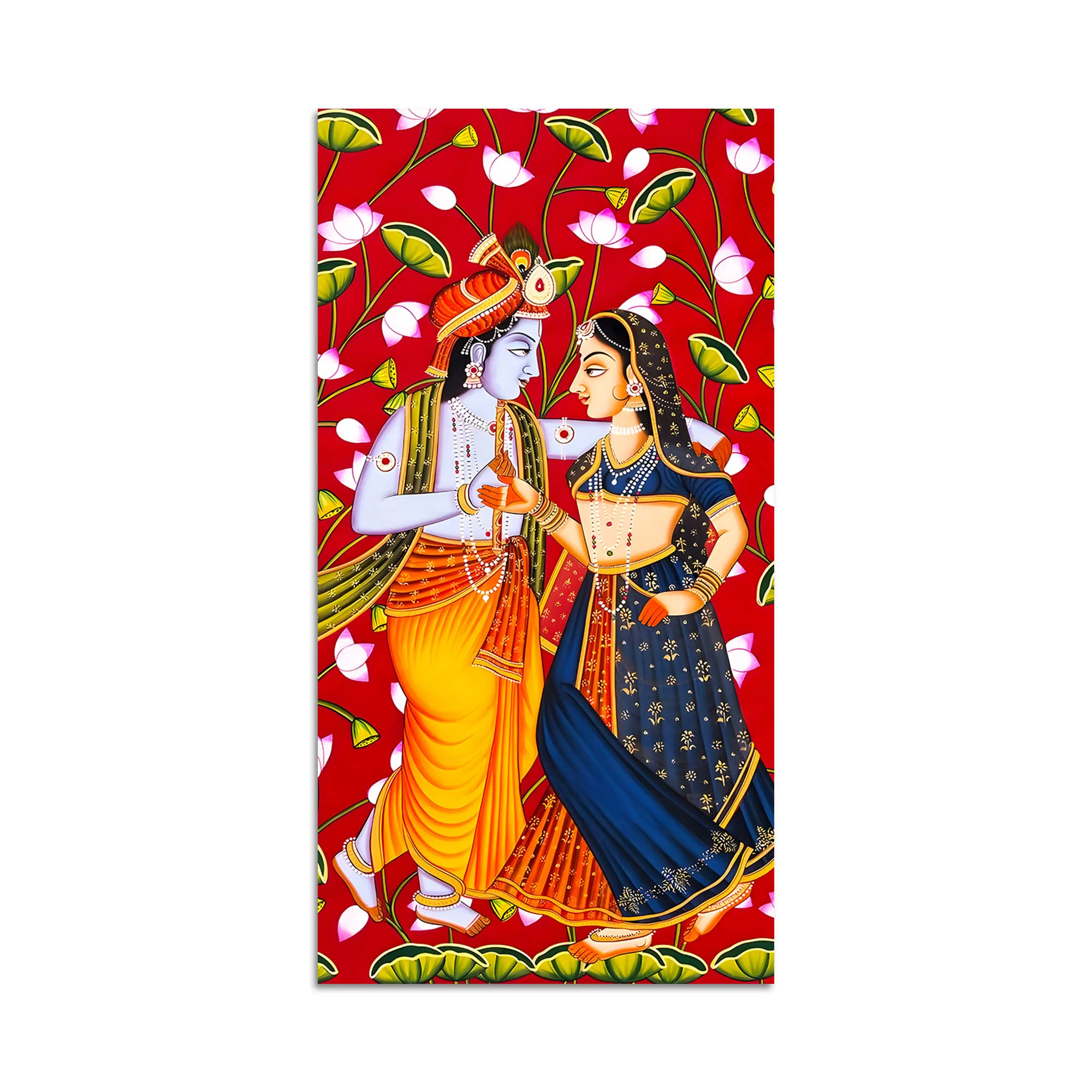 Traditional Indian Radha Krishna Canvas Painting | Luxury Religious Home Decor - Image 4