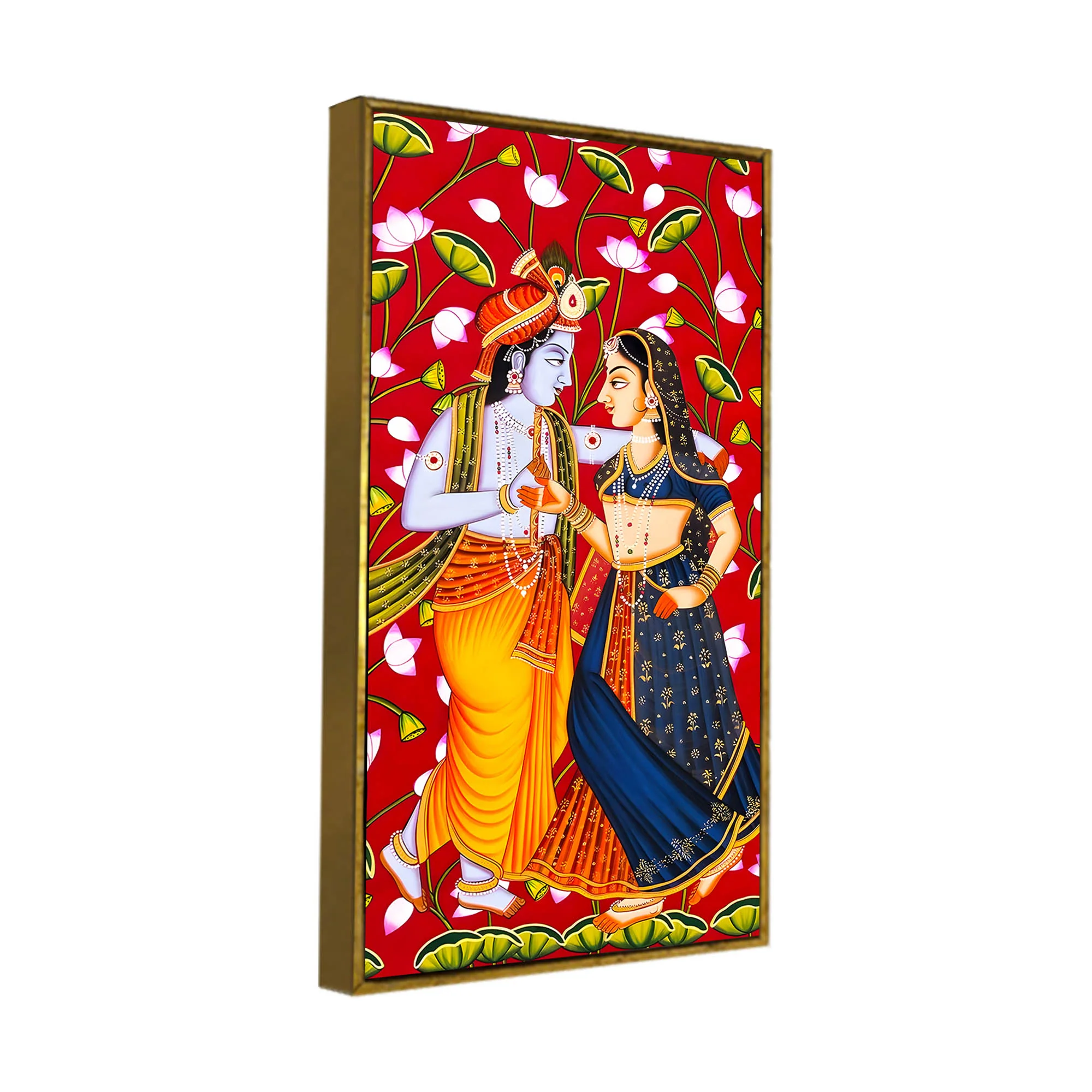 Traditional Indian Radha Krishna Canvas Painting | Luxury Religious Home Decor - Image 6