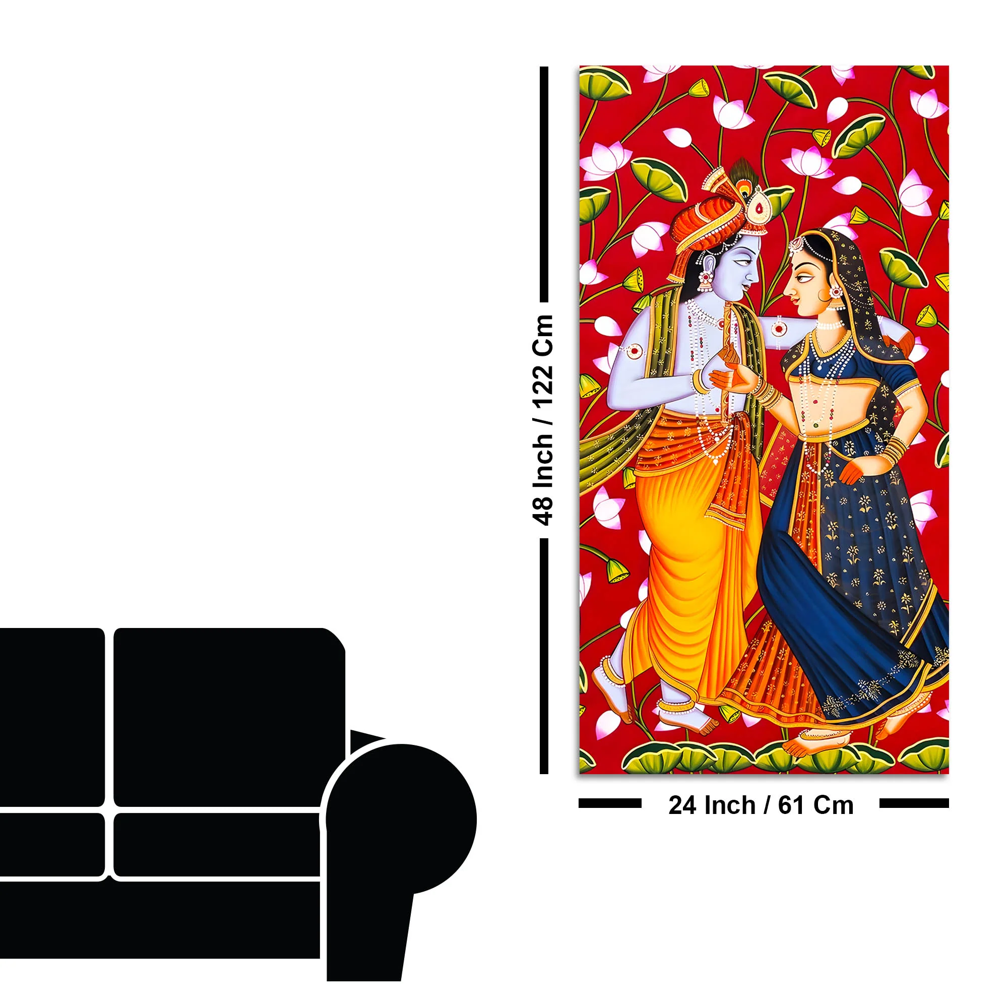 Traditional Indian Radha Krishna Canvas Painting | Luxury Religious Home Decor - Image 8