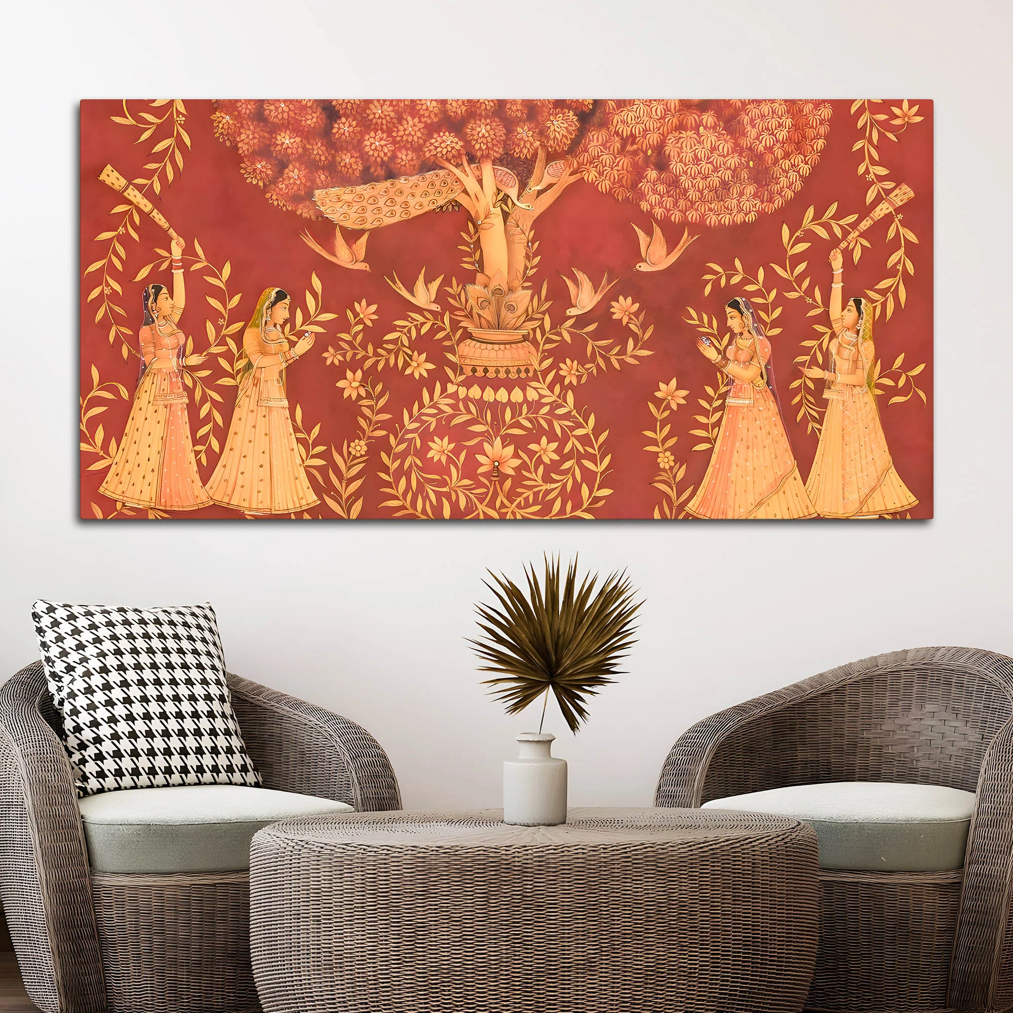 Traditional Indian Sacred Tree Canvas Wall Painting – Sacred Tree Décor - Image 3
