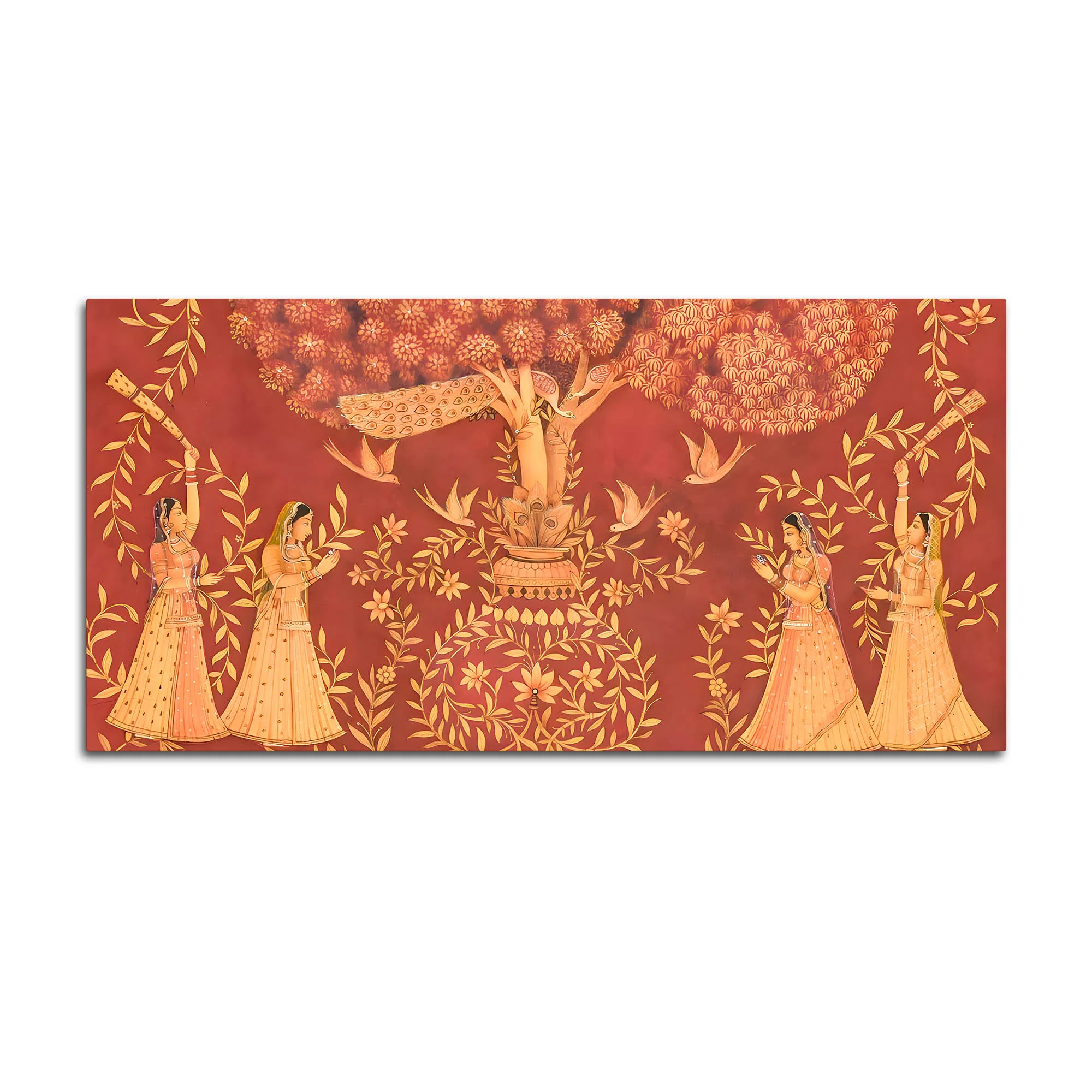 Traditional Indian Sacred Tree Canvas Wall Painting – Sacred Tree Décor - Image 4