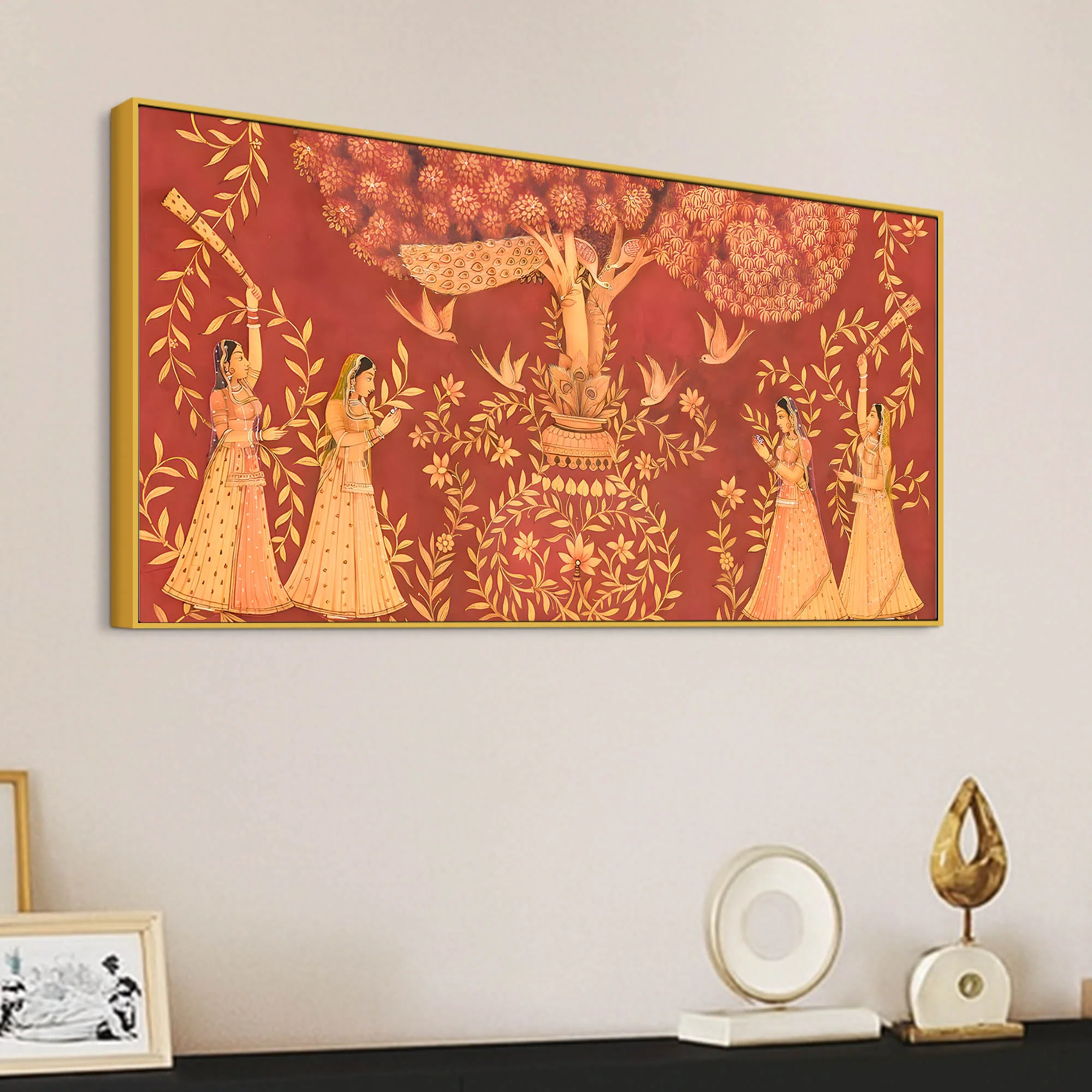 Traditional Indian Sacred Tree Canvas Wall Painting – Sacred Tree Décor - Image 5