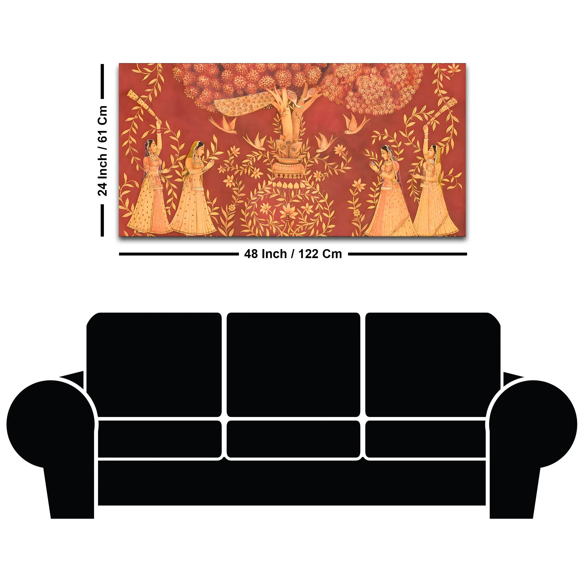 Traditional Indian Sacred Tree Canvas Wall Painting – Sacred Tree Décor - Image 8