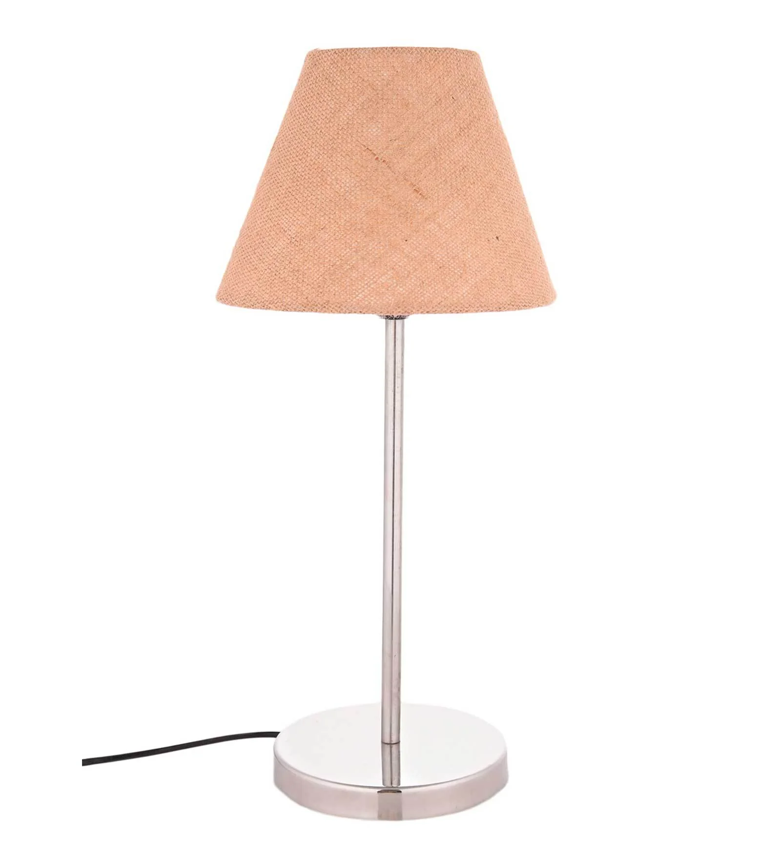 Traditional Jute Shade Table Lamp with Silver Finish Base - Image 3