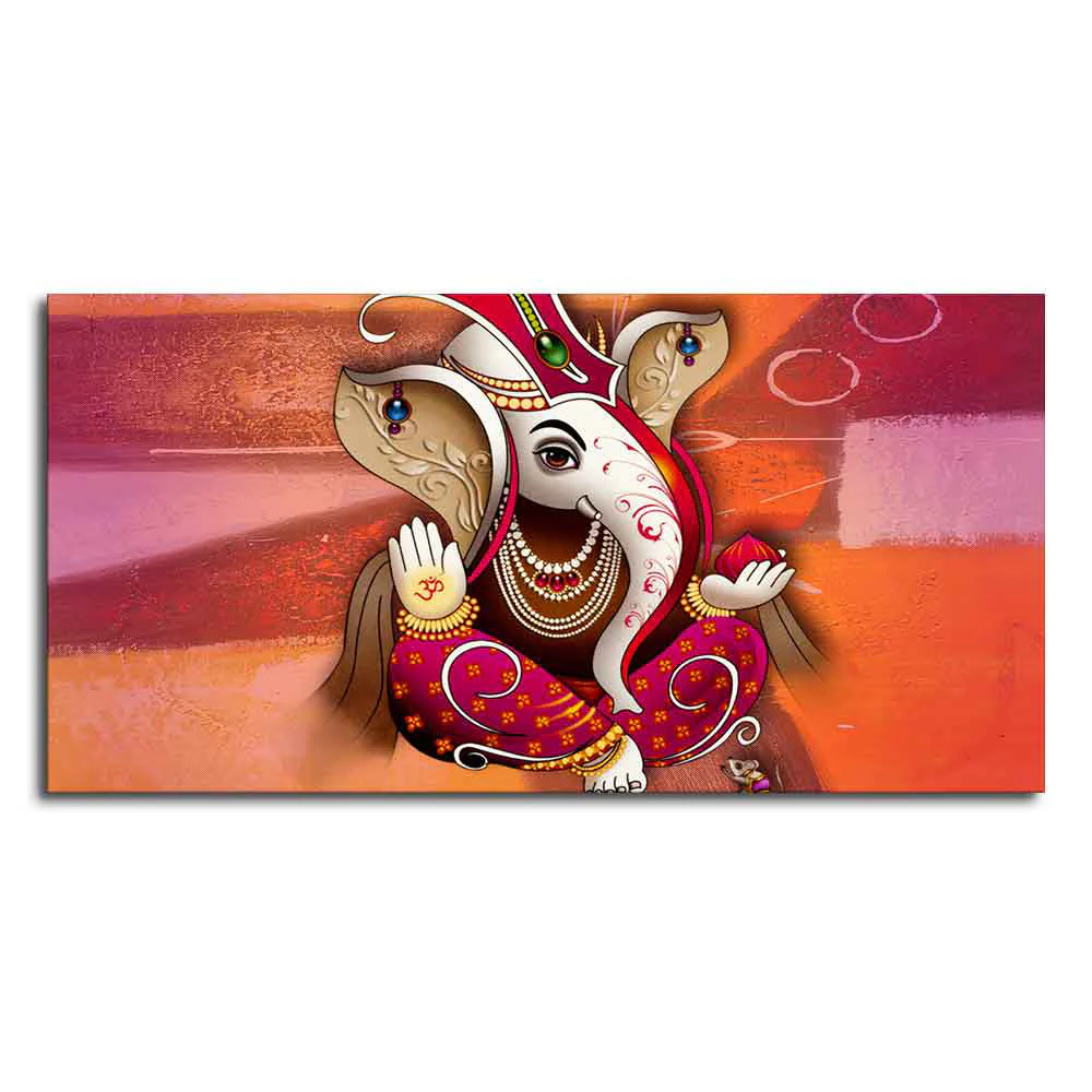 Traditional Lord Ganesh Canvas Wall Painting - Image 5