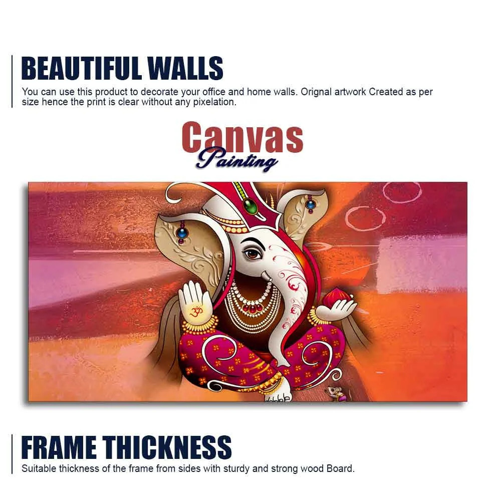 Traditional Lord Ganesh Canvas Wall Painting - Image 6