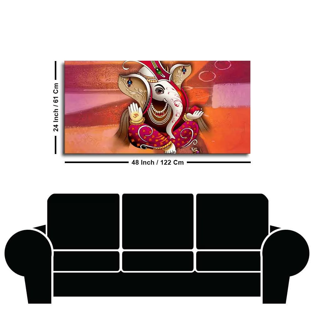 Traditional Lord Ganesh Canvas Wall Painting - Image 7