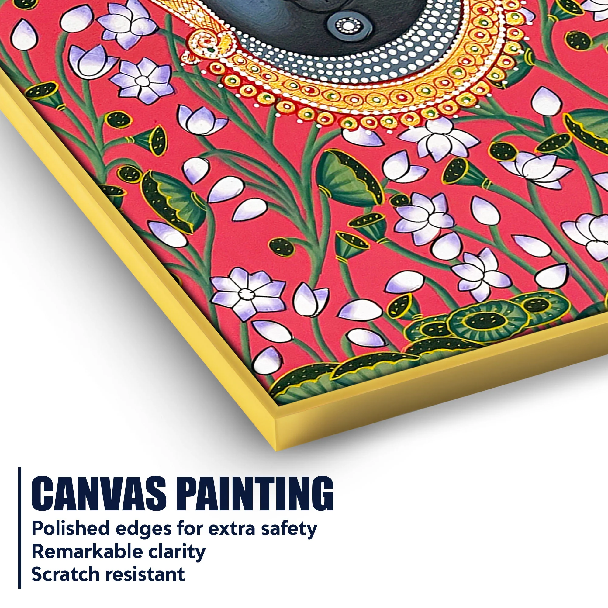 Traditional Lord Shrinath Ji Folk Art Canvas Wall Painting - Image 4