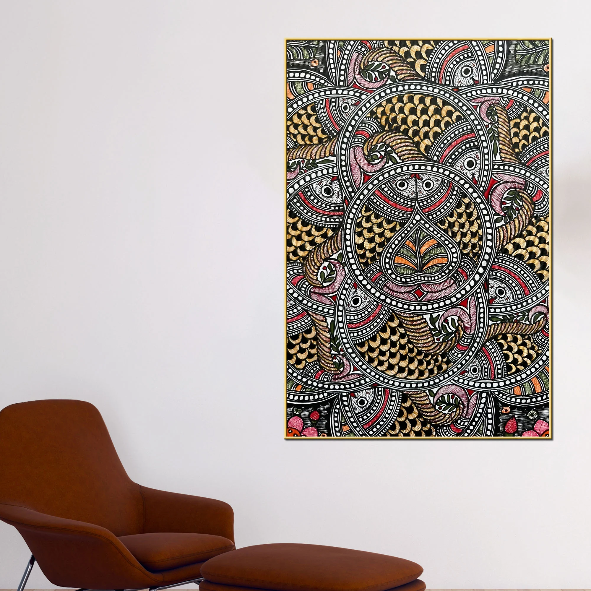 Traditional Madhubani Canvas Painting for Living Room Wall Decor - Image 2