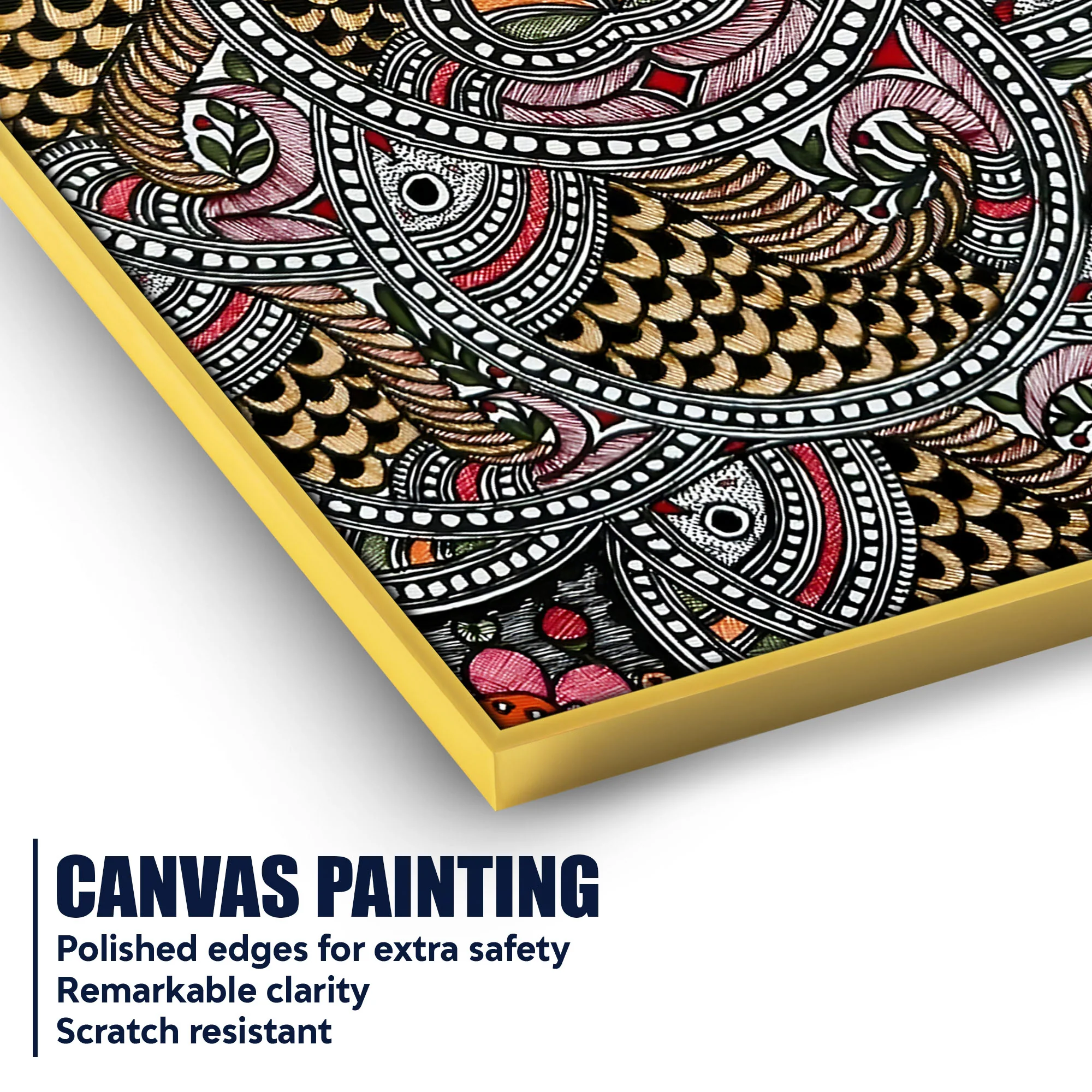 Traditional Madhubani Canvas Painting for Living Room Wall Decor - Image 4
