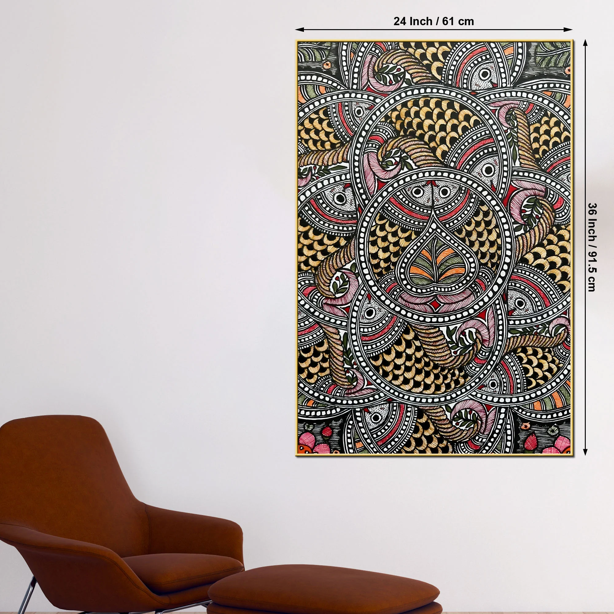 Traditional Madhubani Canvas Painting for Living Room Wall Decor - Image 5