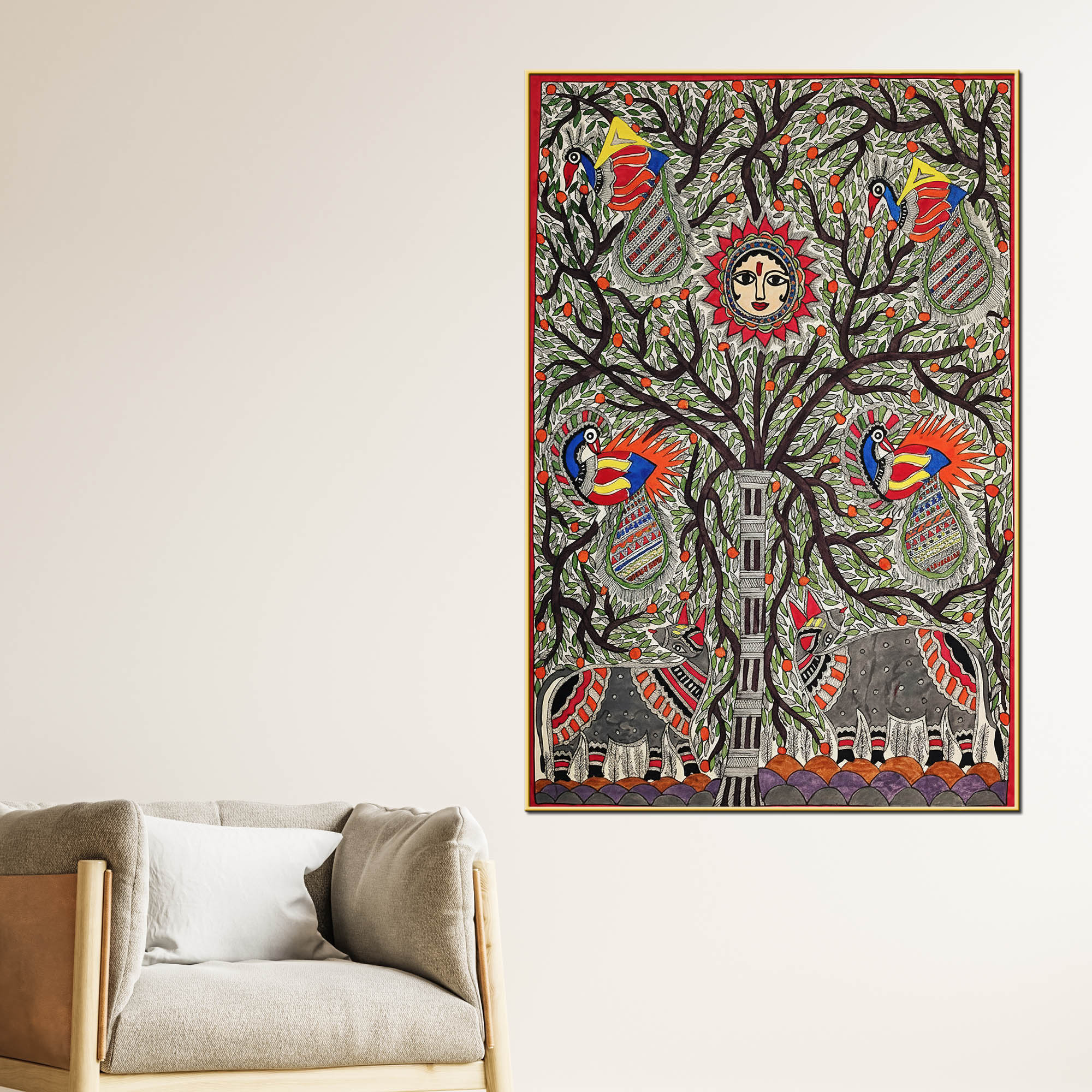 Traditional Madhubani Canvas Painting for Wall Decoration - Image 2