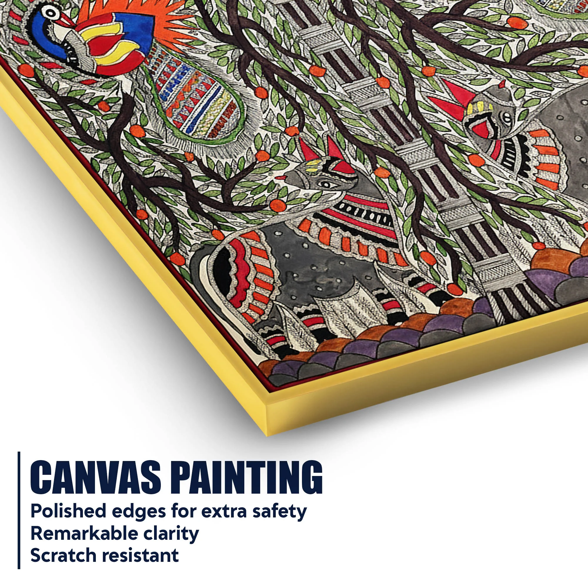 Traditional Madhubani Canvas Painting for Wall Decoration - Image 4