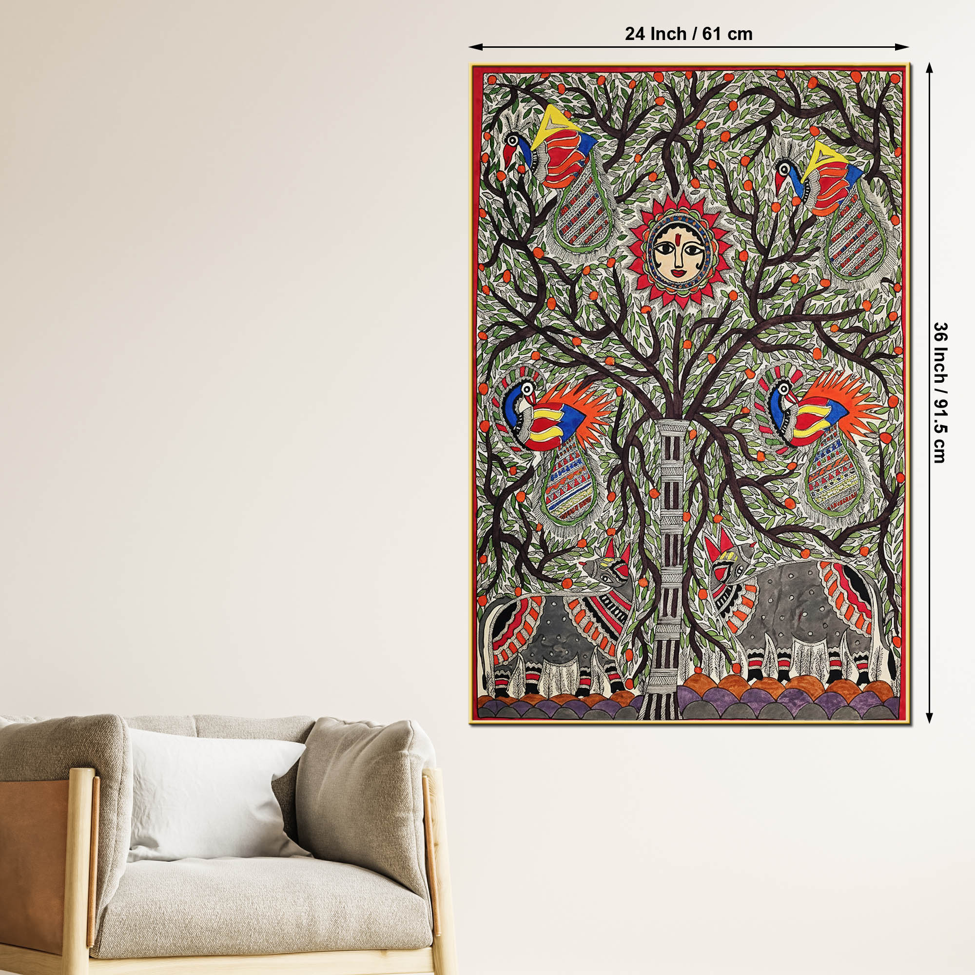 Traditional Madhubani Canvas Painting for Wall Decoration - Image 5