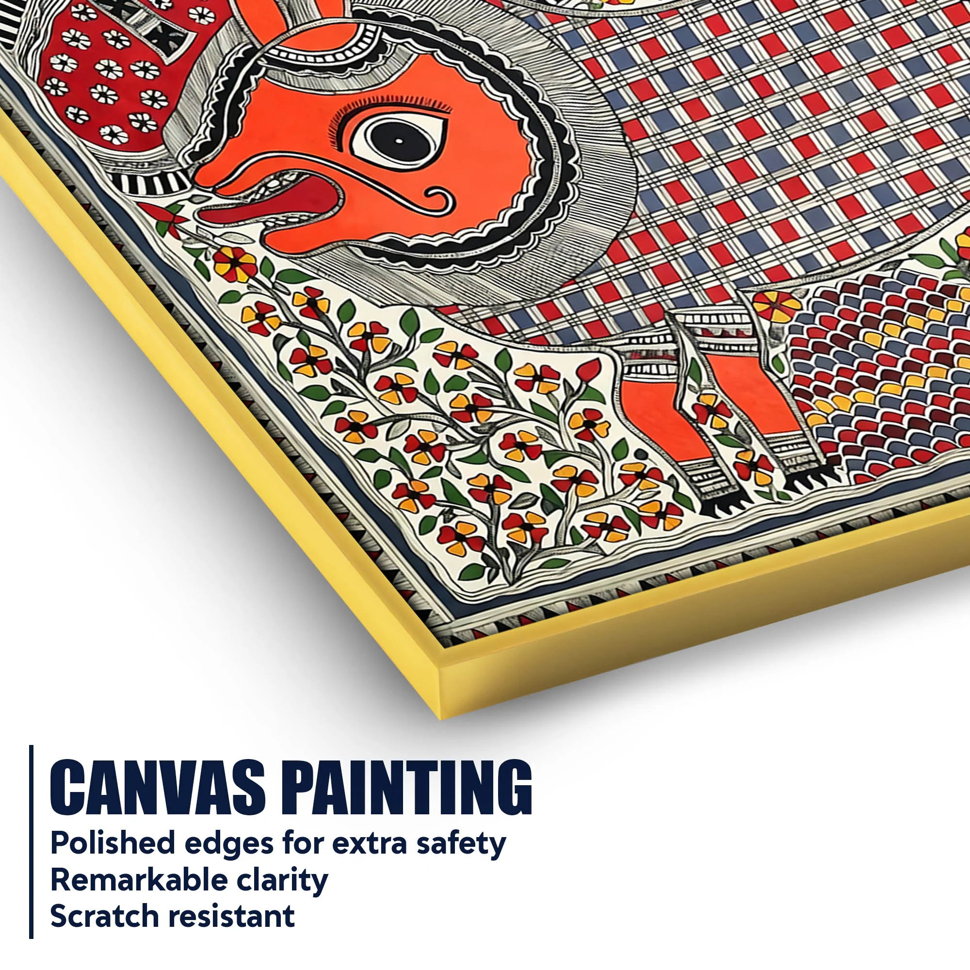 Traditional Madhubani Devi Canvas Painting for Ethnic Indian Wall Decor - Image 4