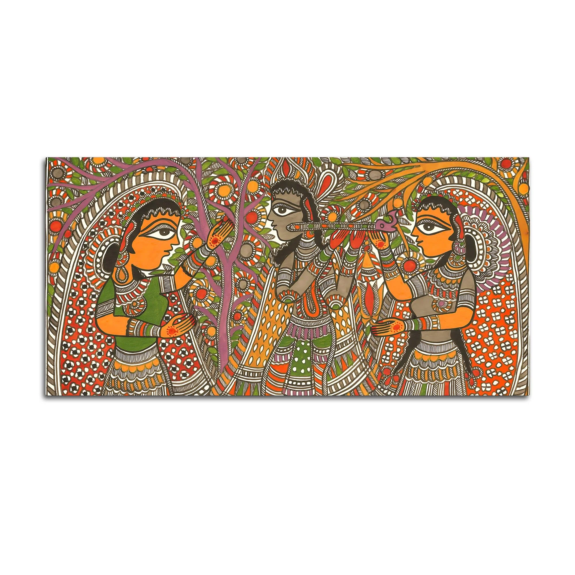 Traditional Madhubani Radha Krishna Canvas Wall Painting for Home Decor - Image 4