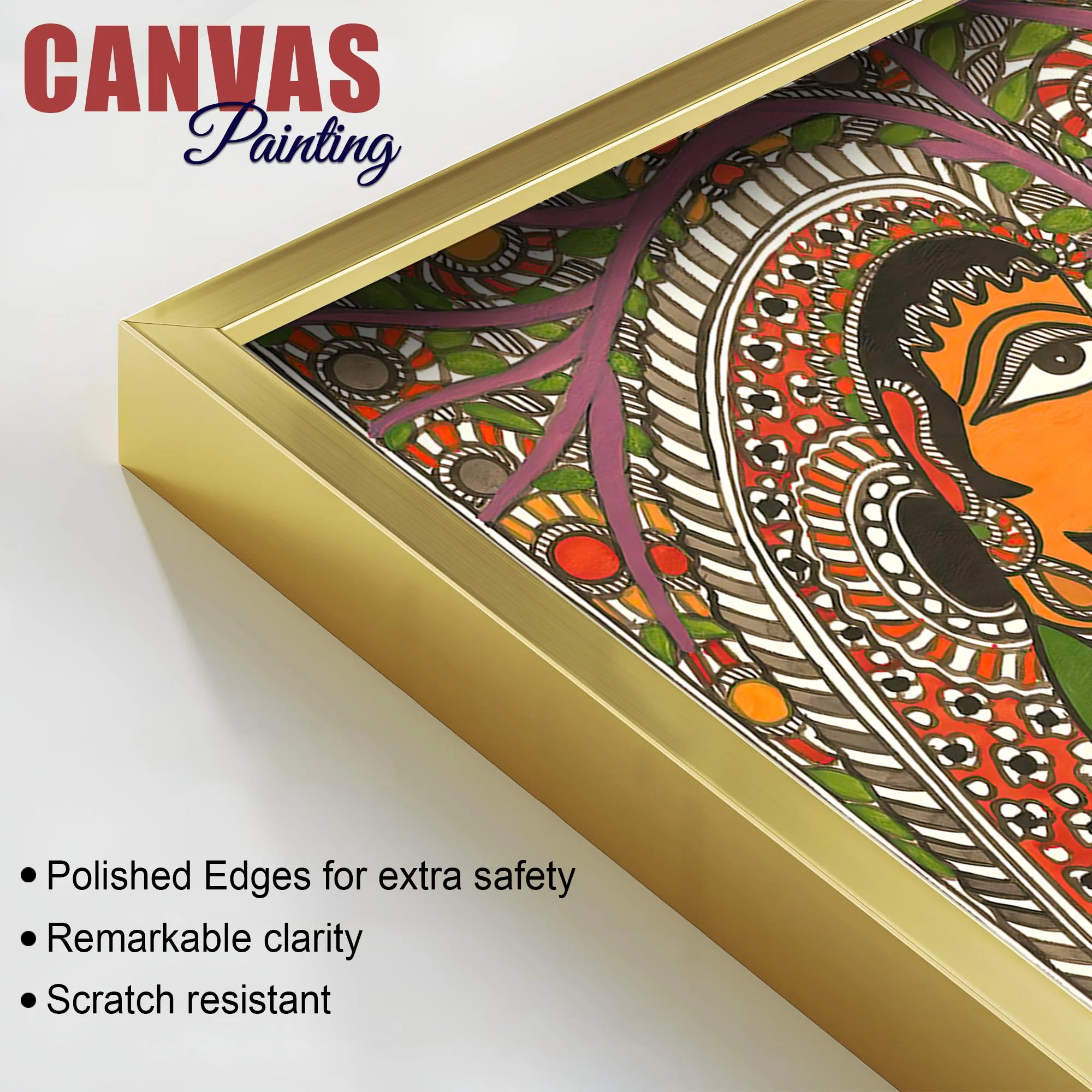 Traditional Madhubani Radha Krishna Canvas Wall Painting for Home Decor - Image 6