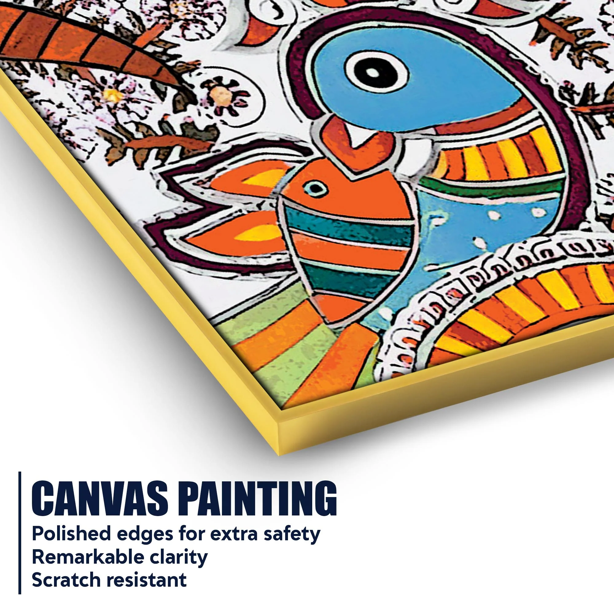Traditional Madhubani Sun Canvas Painting | Home Wall Art - Image 4