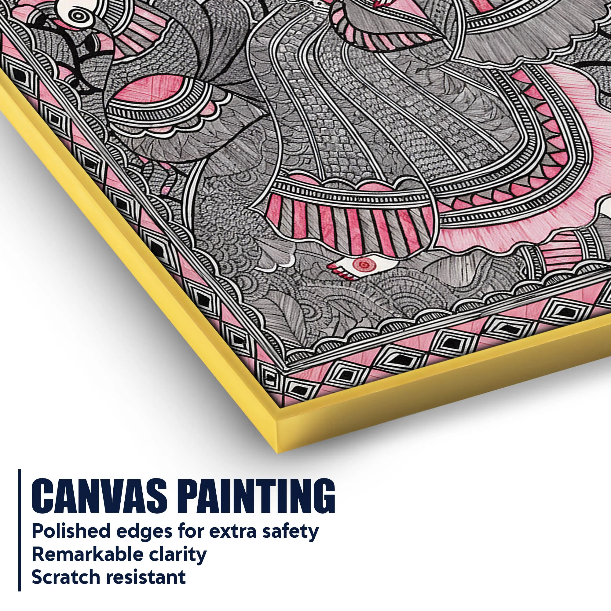 Traditional Madhubani Woman Canvas Painting - Image 4